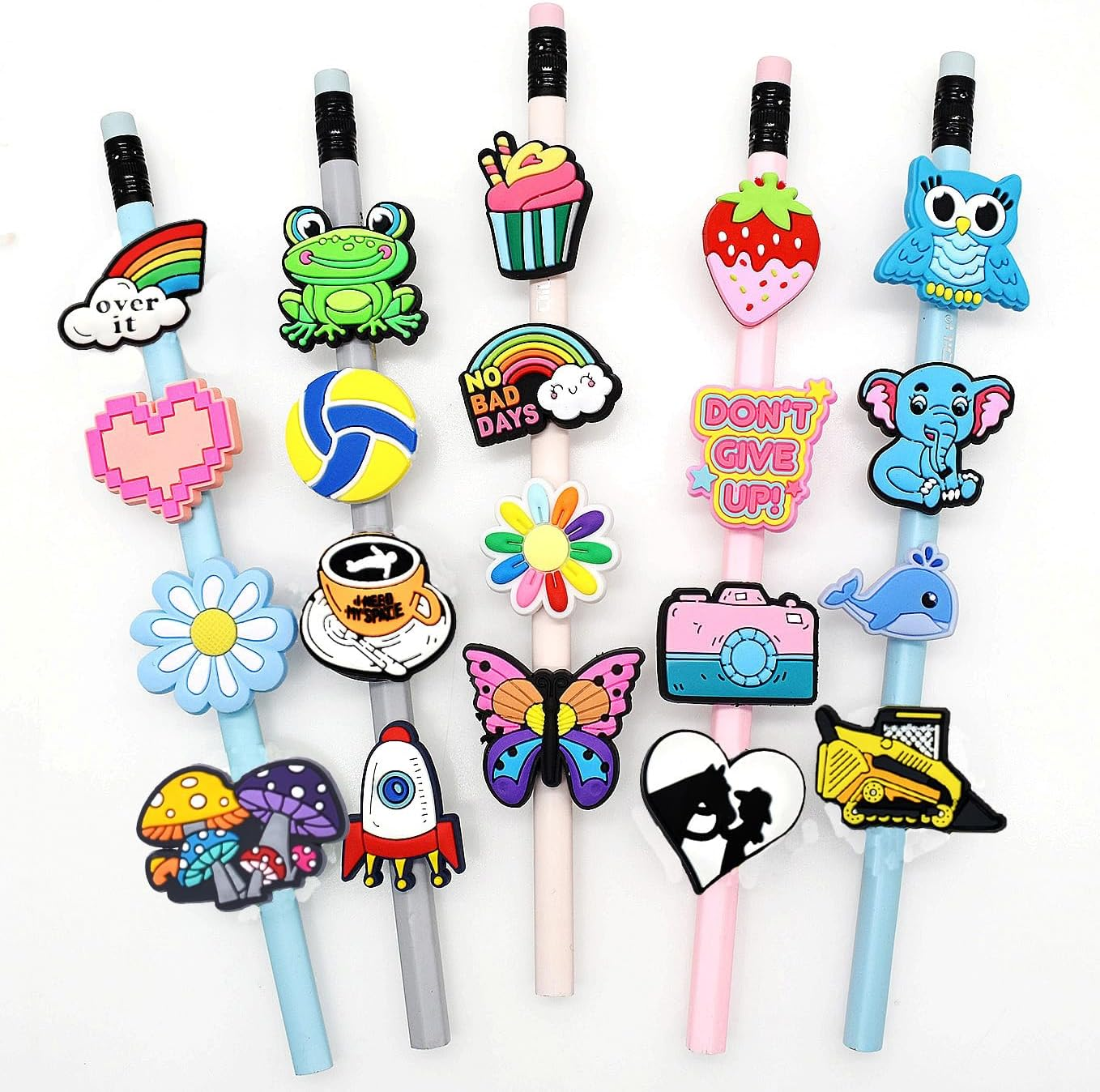 Papacharms Lot Different Pencil Topper Decorations 25/40/55/80/100PCS Random Mixed Cute Pencil Clip Decoration (105) image number 5