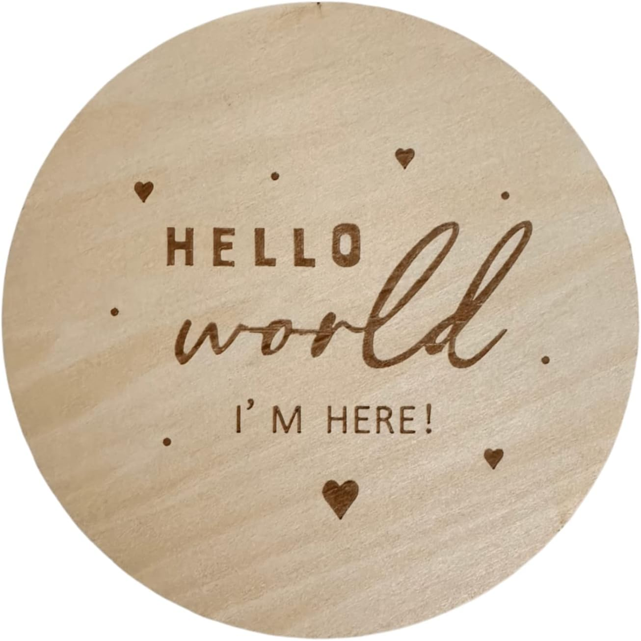 Newborn Baby Milestone Wooden Announcement Card Disc for Photo Props Hello World Milestone Cards Discs (I'M Here - Rainbow) image number 3