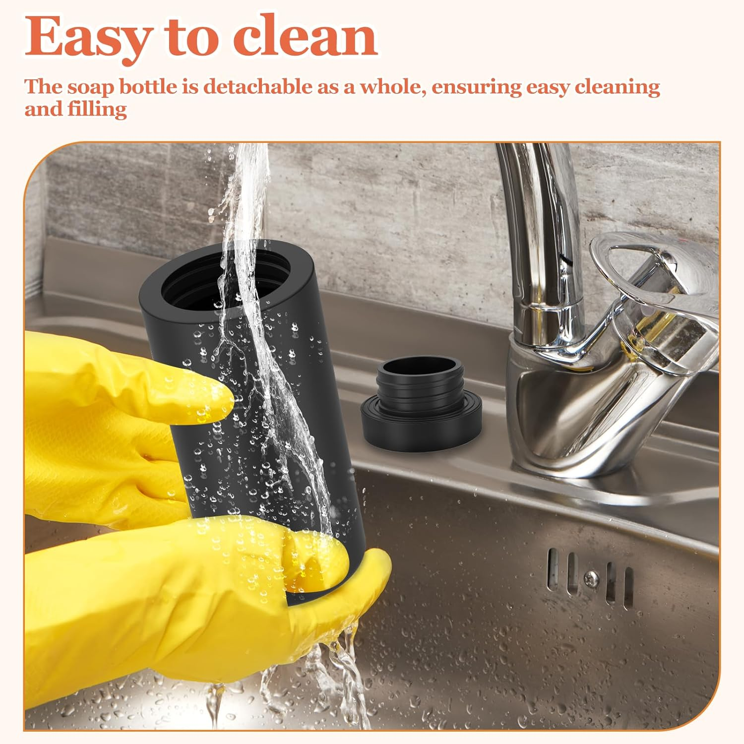 Awobepl Silicone Dish Soap Dispenser Refillable Dish Soap Squeeze Bottle 240Ml Dishwashing Liquid Dispenser Portable Hand Soap Bottle for Kitchen Sink (Black) image number 1