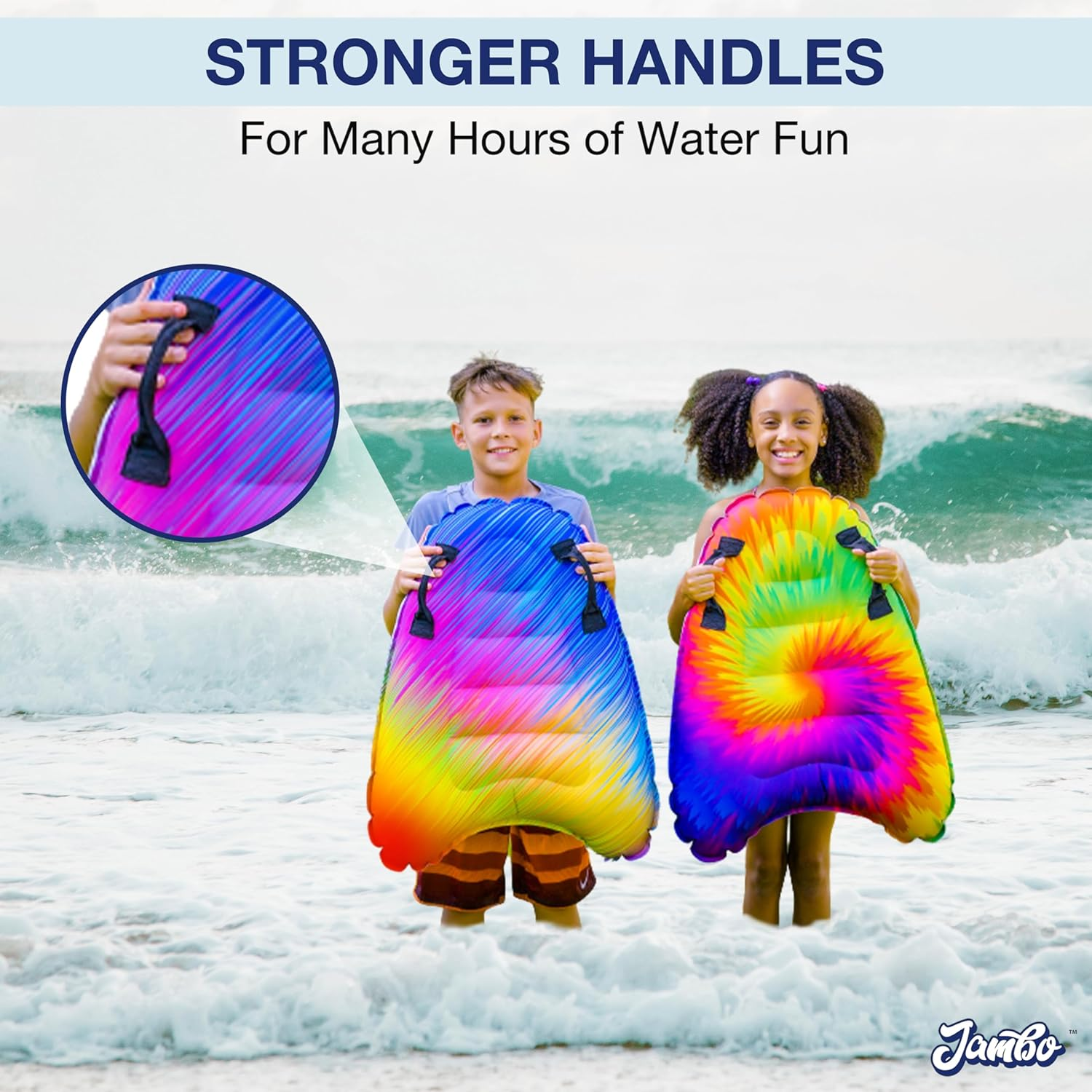 JAMBO Premium Inflatable Boogie Board for Beach, Pool or Water Slide, Nylon Fabric Swimming Boogie Boards, Pool Floats, Fun Pool and Beach Toys for Kids image number 4