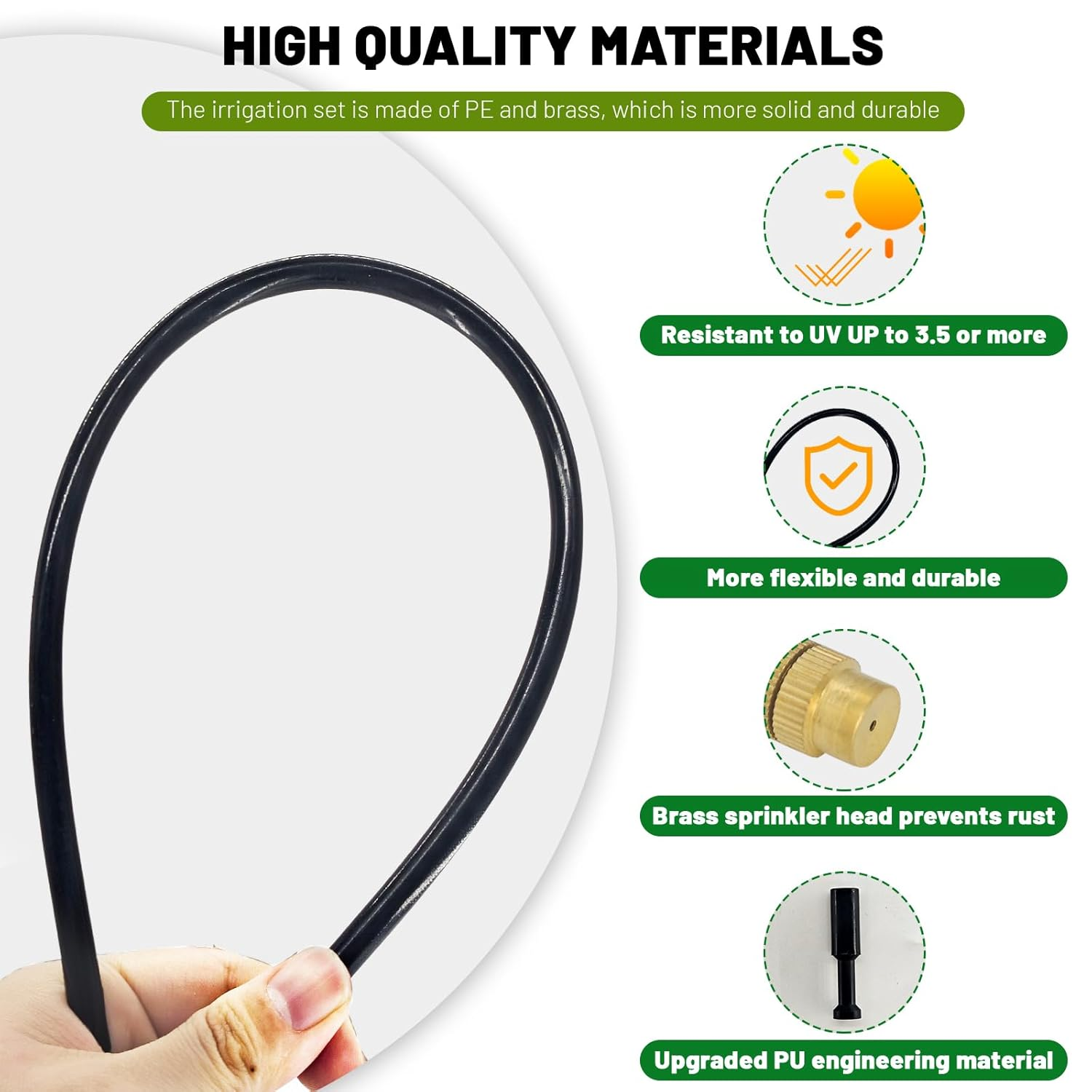 360&deg; Adjustable Drip Irrigation System - 50FT Garden Watering System with 16 Nozzles, Garden Irrigation System, Greenhouse Accessories, Atomizing System for Yard, Lawn, Plants, 5/16 Inch Hose image number 4