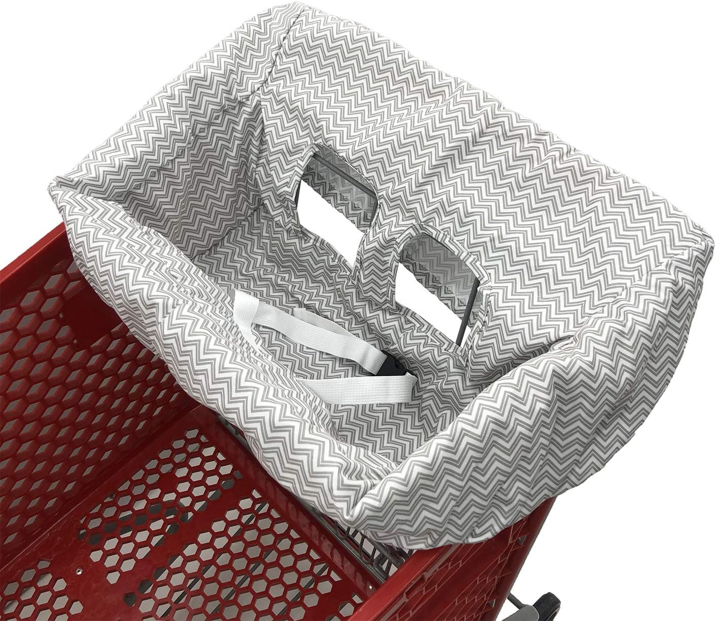 Portable Shopping Cart Cover | High Chair and Grocery Cart Covers for Babies, Kids, Infants & Toddlers ✮ Includes Free Carry Bag ✮ (Simple Gray Chevron) image number 2