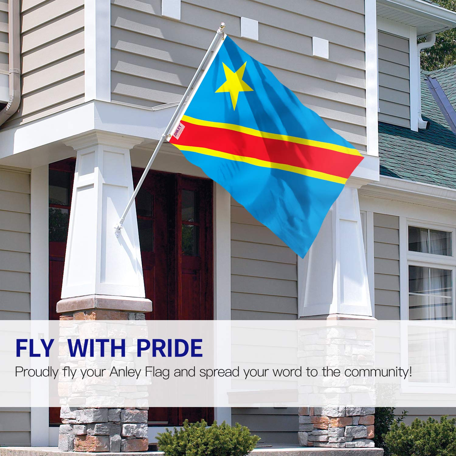 ANLEY Fly Breeze 3X5 Feet Democratic Republic of the Congo Flag - Vivid Color and UV Fade Resistant - Canvas Header and Double Stitched - Congo-Kinshasa Flags Polyester with Brass Grommets 3 X 5 Ft image number 1