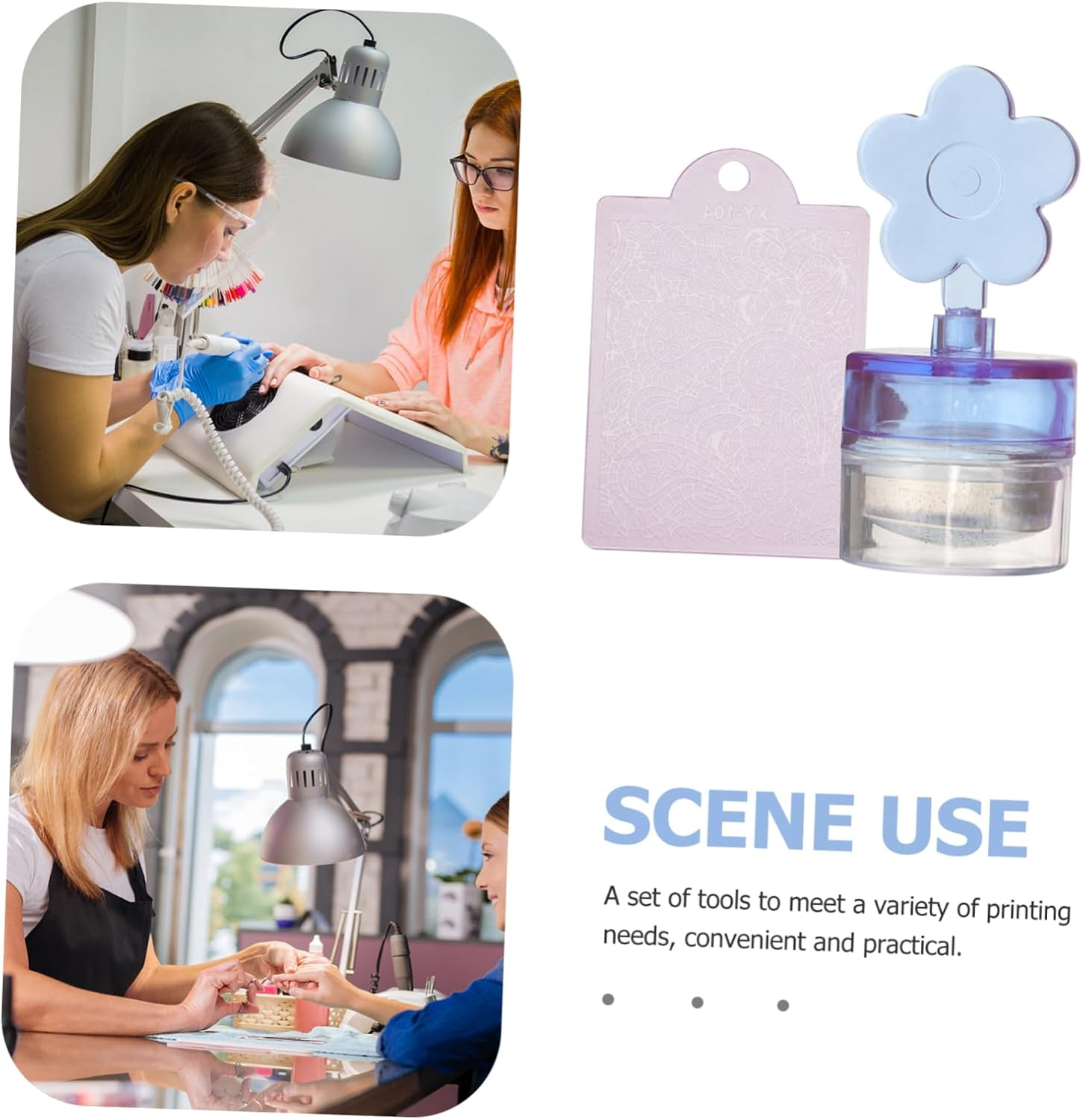 WRITWAA Silicone Nail Art Stamper Kit Flower Nail Stamps for French Manicure Stamping Tool image number 6