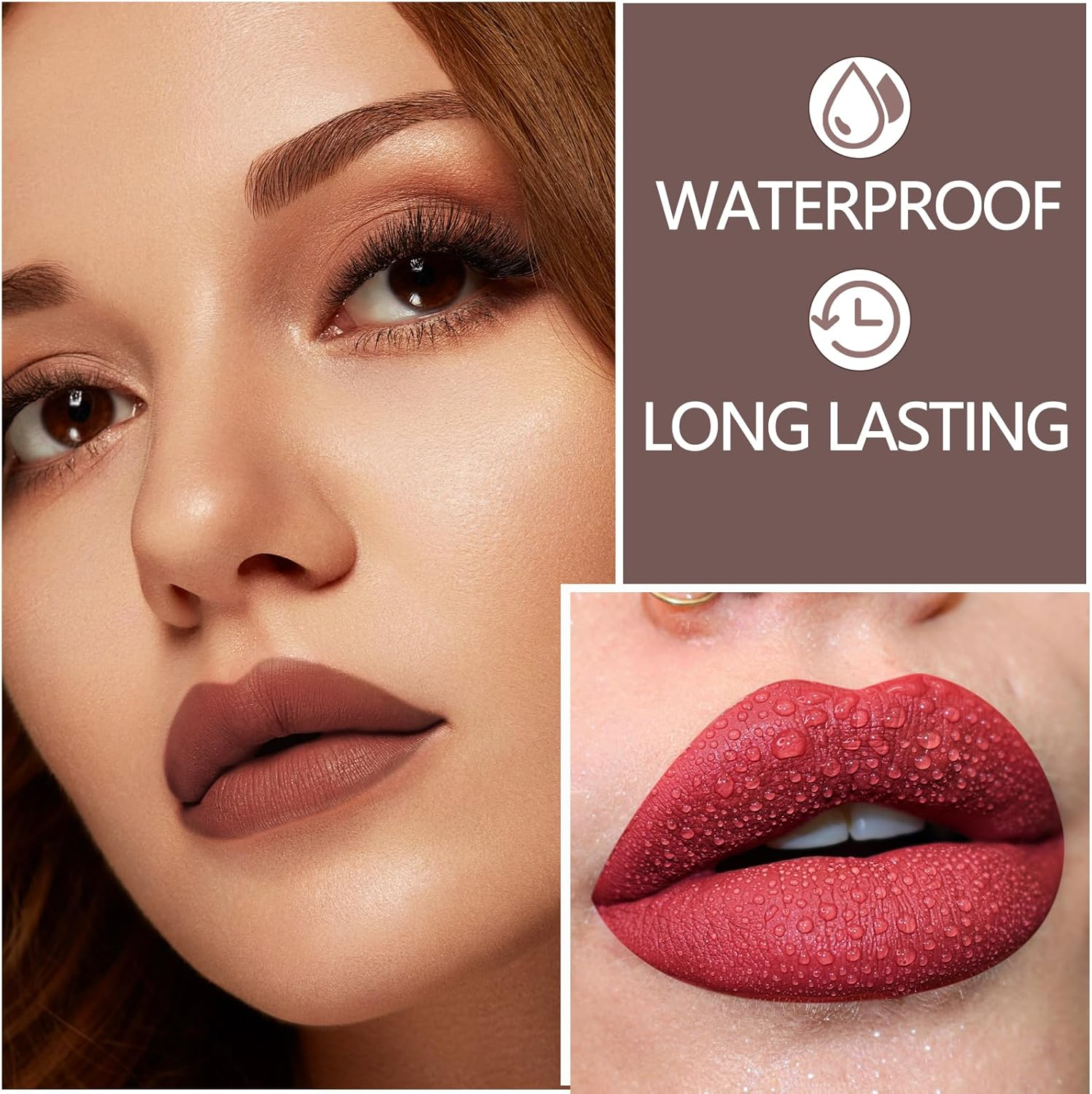 Matte Lip Liner Pencil,Highly Pigmented Retractable Lip Crayon,All Day Wear Nude Lipstick with Sharpener,Waterproof Brown Lipliner image number 5