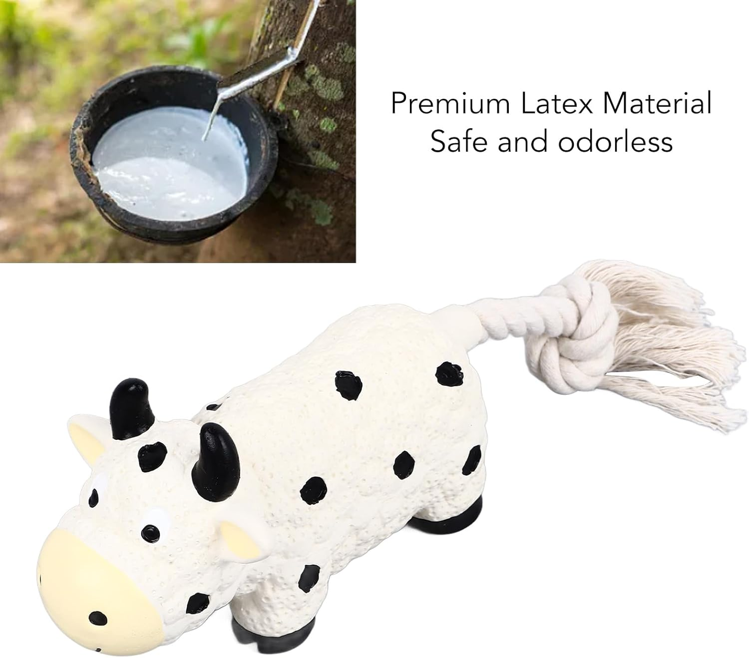 Latex Dog Chewing Toy, Squeaky Puppy Chew Toy, Interactive Teeth Cleaning Safe Bite Resistant Latex Dog Toy, Unique Shape Interactive Puppy Toy for Indoor (Cow) image number 4