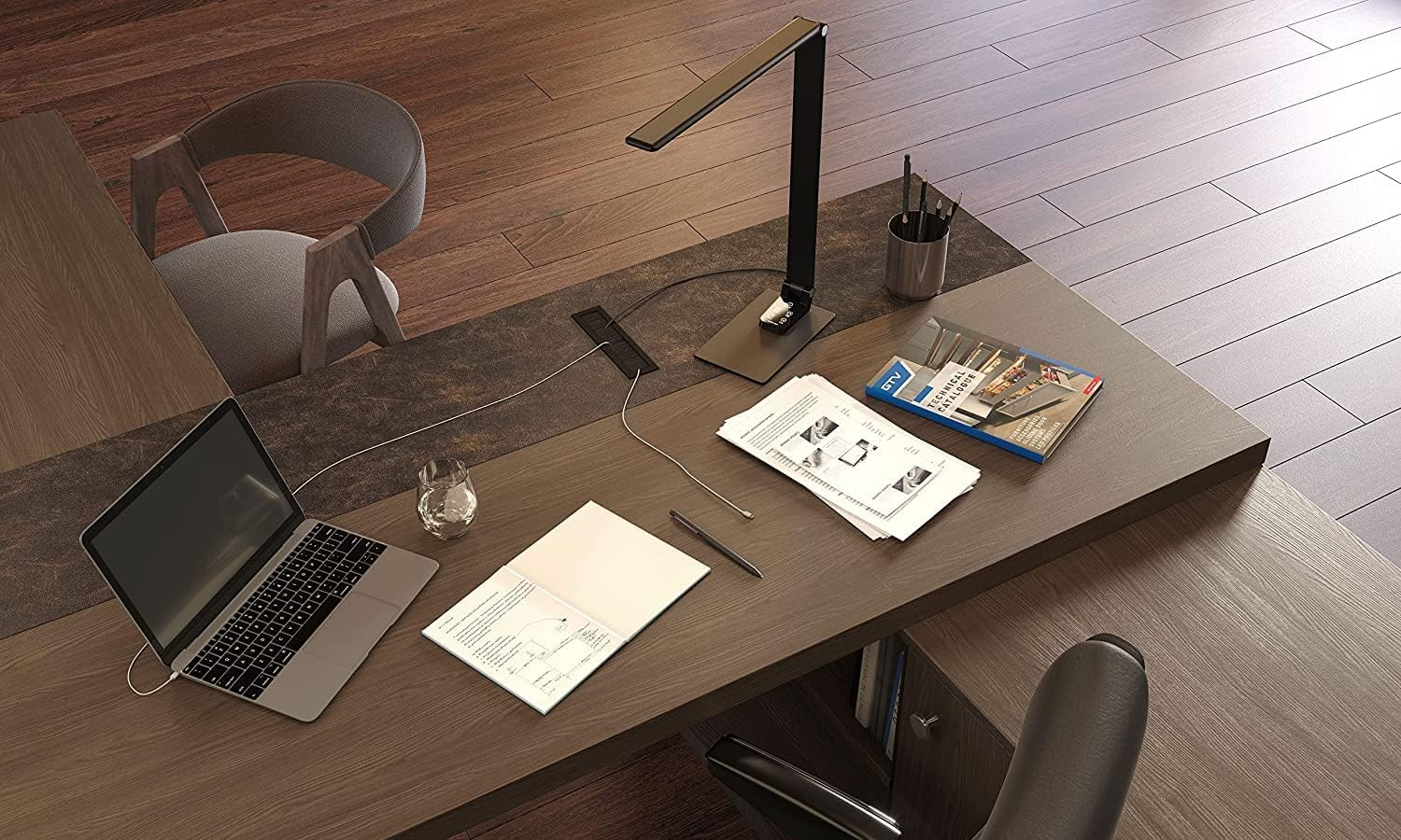 GTV - Merida Cable Grommet - Cable Guide with Opening Lid - Cable Passage Rectangular Cable Organisation for Furniture Cable Passage/For Installation in the Worktop / 80 X 500 Mm/Black image number 5