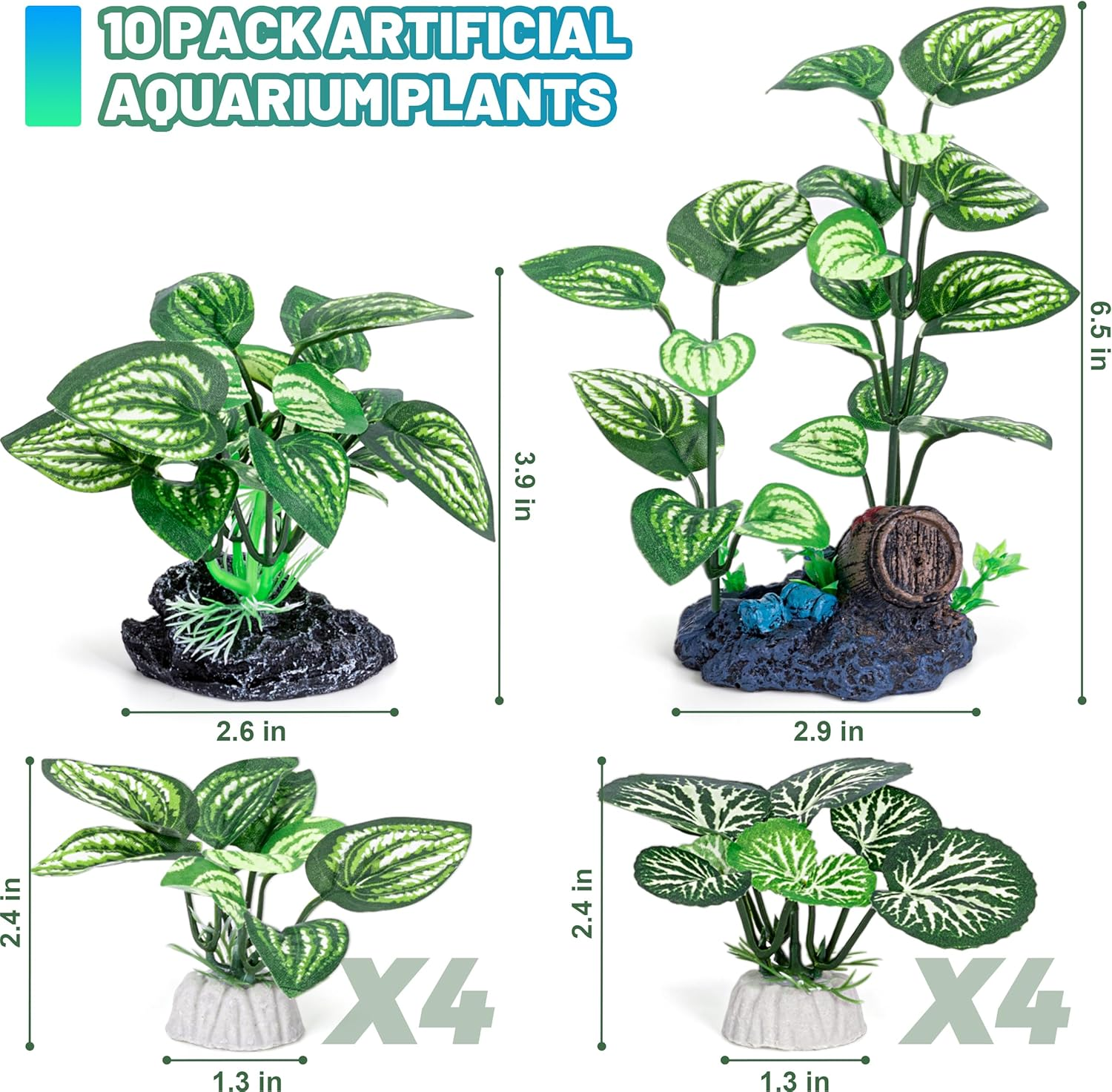 Mylifeunit Betta Fish Tank Decor, 10 Pack Silk Aquarium Plants for Aquarium Decoration and Fish Tank Decor image number 3