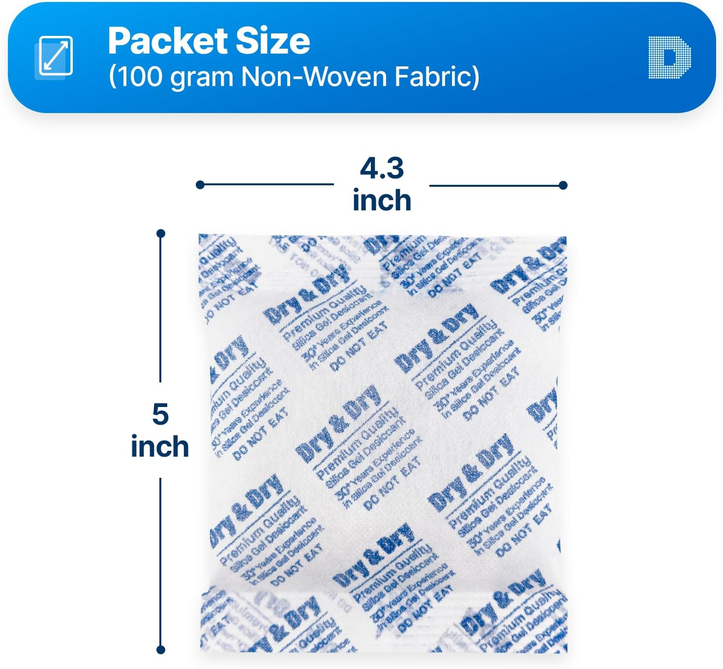 Dry & Dry [7 Packets] 100 Gram Silica Gel Packets, Desiccants, Dehumidifiers - Rechargeable Fabric Moisture Absorbers, Silica Gel Packs, Silica Gel, Desiccant Packs image number 3