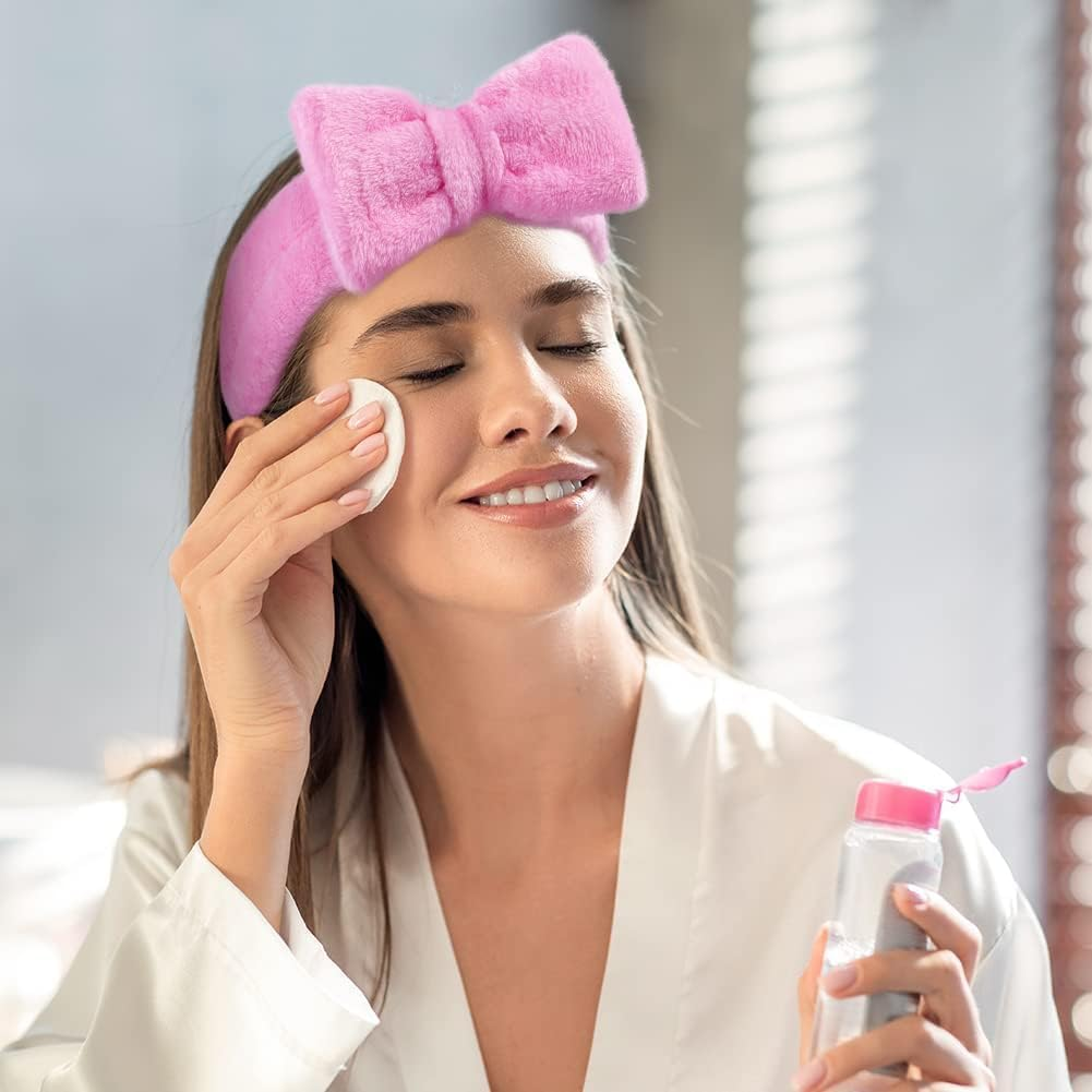 Women'S Cosmetic Hairband, Bowknot Headband for Beauty Skin Care Yoga Sports (Pink) image number 4