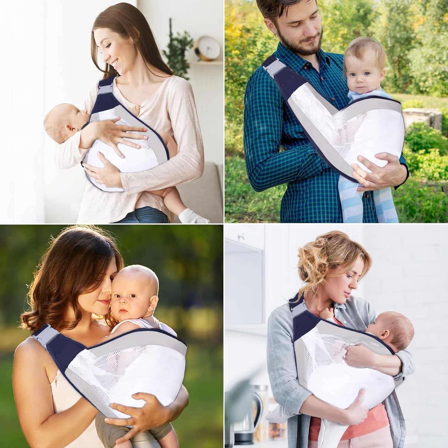 Adjustable Baby Sling Carrier - One Shoulder, Lightweight Mesh Hip Carrier for Newborn to Toddler, Infant Carrying 10-45 Lbs, Grey image number 1