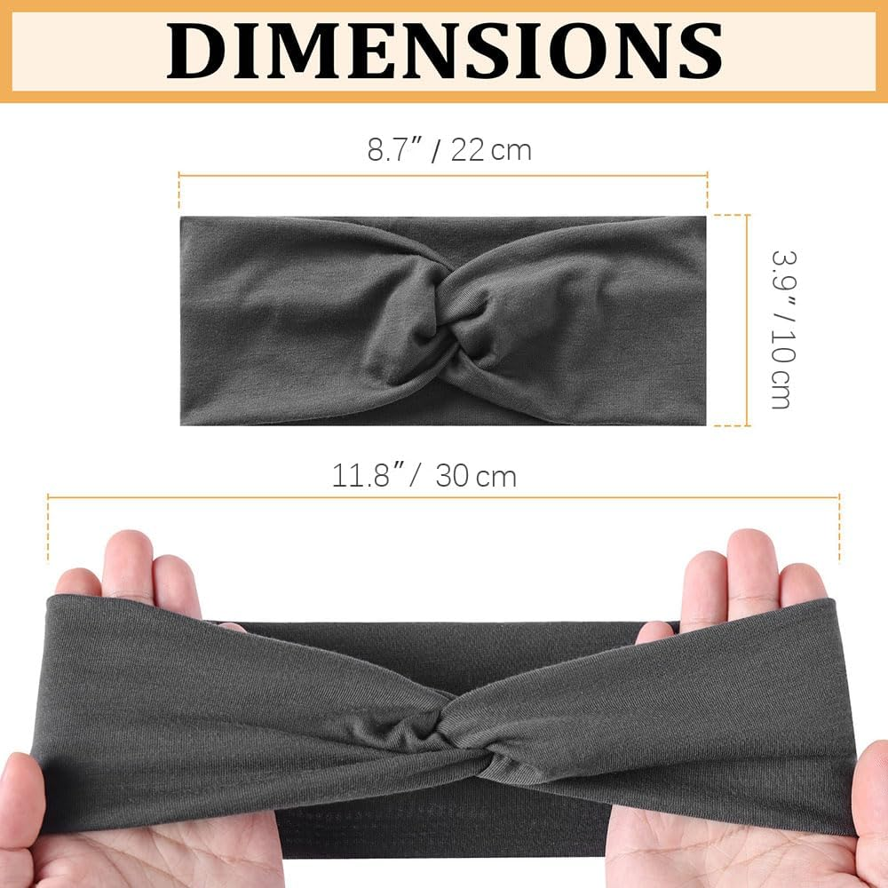 Headband, Headbands for Women 10 Pack Wide Stretchy Soft Twist Knotted for Yoga Workout Sports, Non-Slip Absorbent for Daily Use image number 1