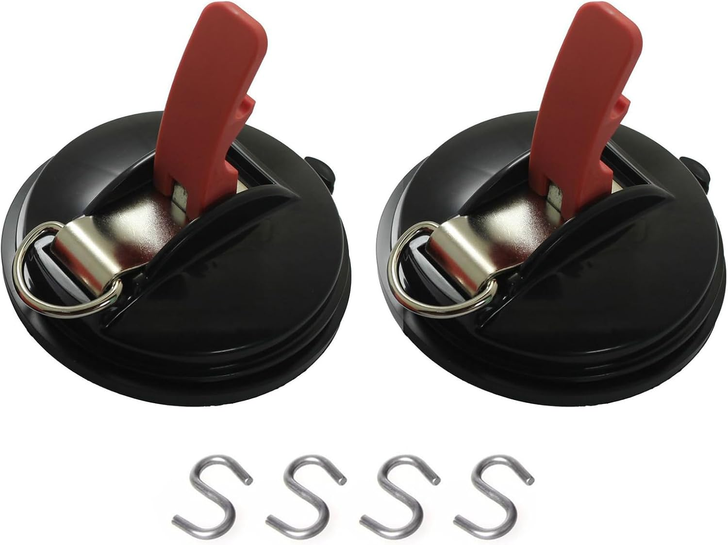 Zalizr 2 Pcs Heavy Duty Window Suction Cups, Vacuum Suction Cup Hangers with Securing Hooks, Camping Essentials Anchor for Car Side Awning, RV, Boat, Truck image number 4