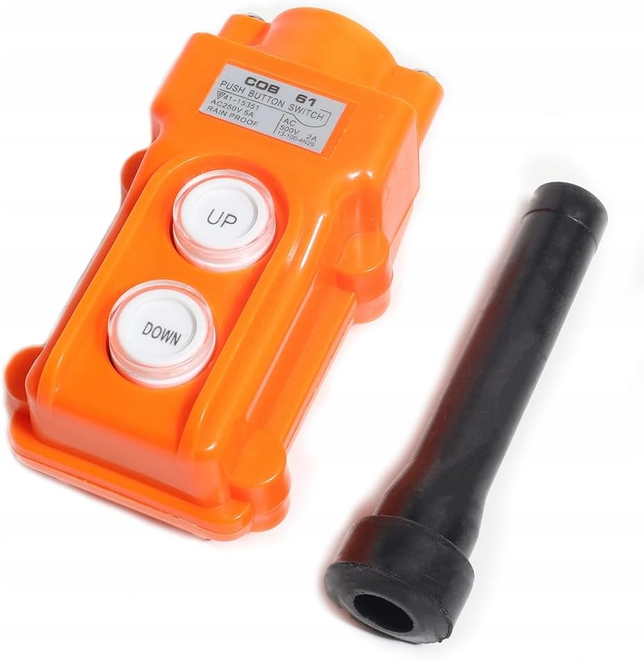 Aikoolwer 2 Ways Hoist Crane Push Button Switch Rain Proof Up-Down Switch Control Station Momentary COB61-UP-DOWN