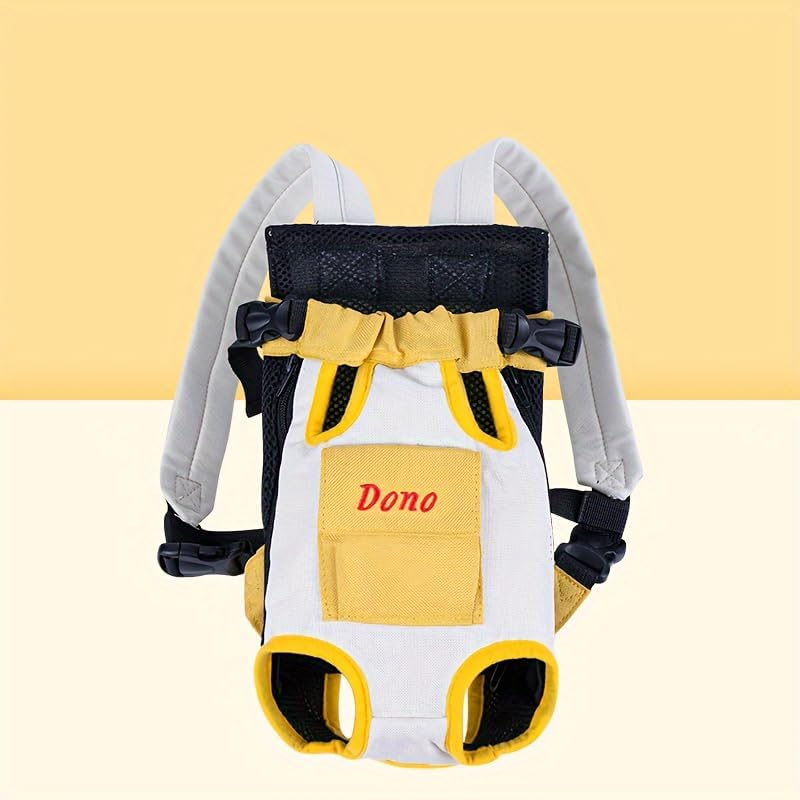 Maagik Dog Backpack, Adjustable Pet Dog Front Harness with Leg Extension, Easy to Wear and Breathable, Pet Backpack, Dog Travel Backpack for Kittens and Puppies, Camping, Hiking(Yellow White) (XL) image number 2
