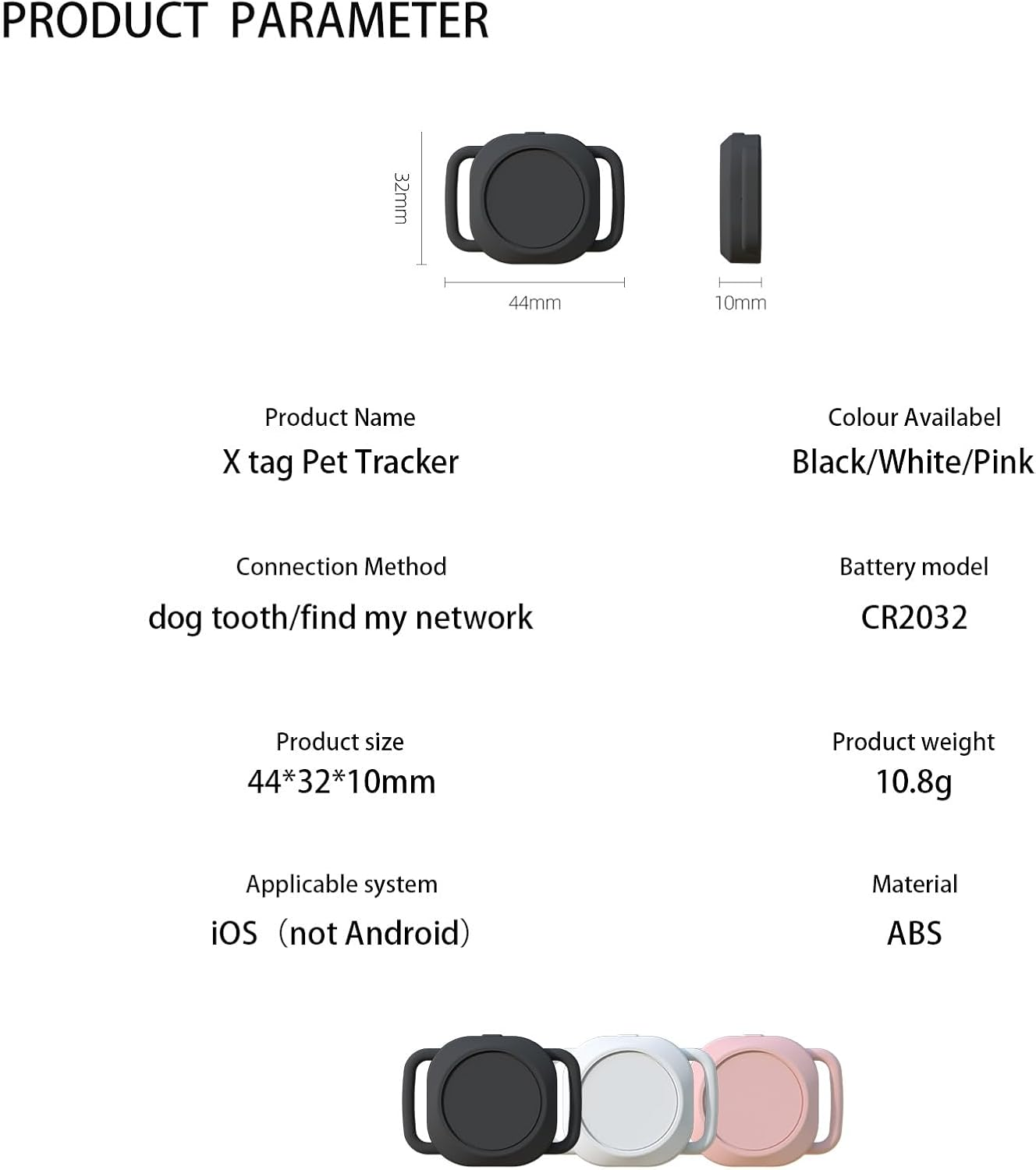 Smart Pet Tracker with Collar Holder &ndash; Lightweight 10G Pet Location Tracker for Dogs and Cats, Long Battery Life, No Monthly Fee, Bluetooth & Find My Compatibility, Waterproof, Safe & Durable (White) image number 2