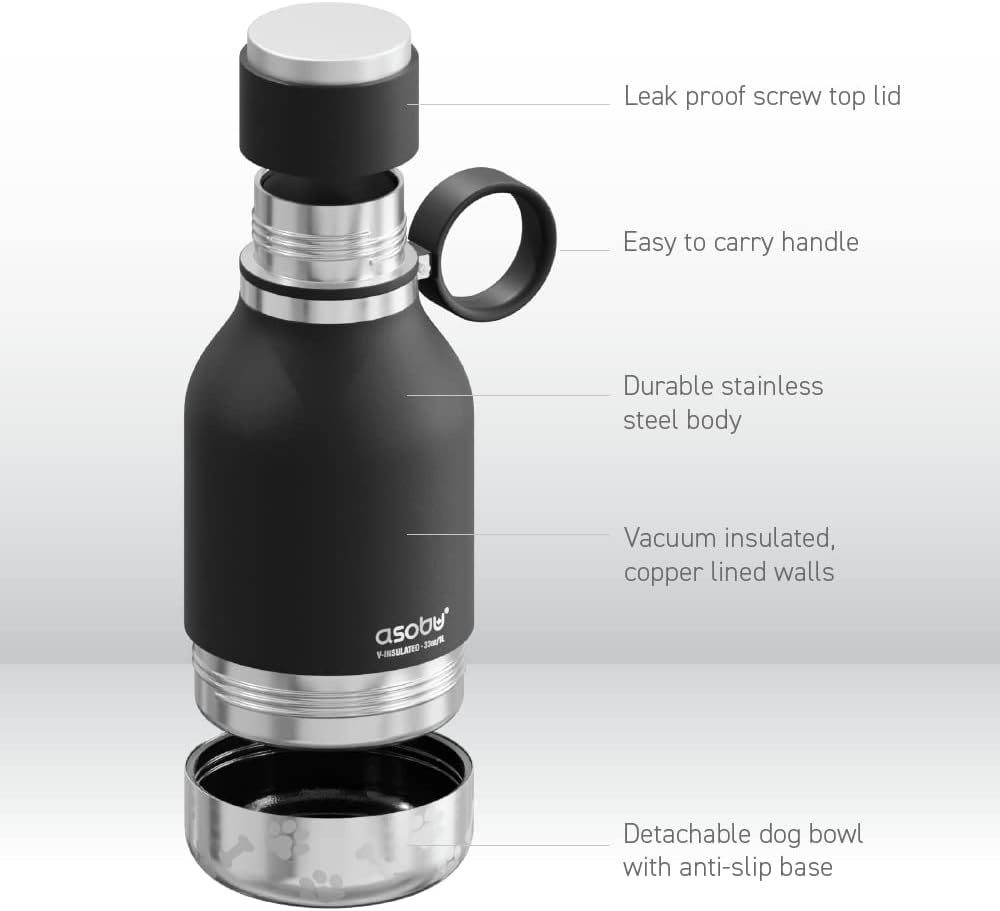 Asobu Stainless Steel Dog Bowl Bottle, Smoke, 975 Ml Capacity - Blue/Teal image number 2