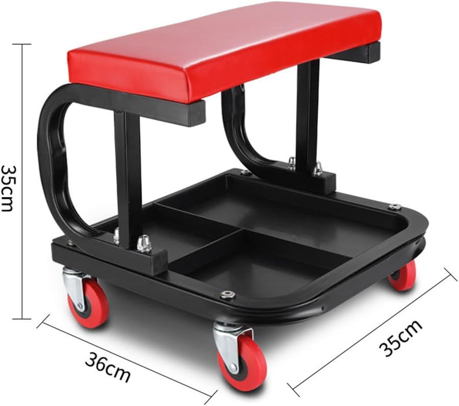Rolling Creeper Seat, Garage Shop Stool on Wheels with Padded Seat & Tool Tray Storage, 330 LBS Capacity, Heavy Duty Mechanic Stool Chair Car Detailing Creeper for Workshop, Home image number 3