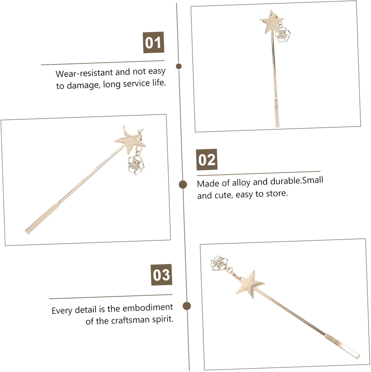 AUTSUPPL Creative Rose Pendant Nail Glue Stirring Stick Practical Metal Gel Mixing Rod for Salon and Home Manicure Use and Safe Accessory image number 1