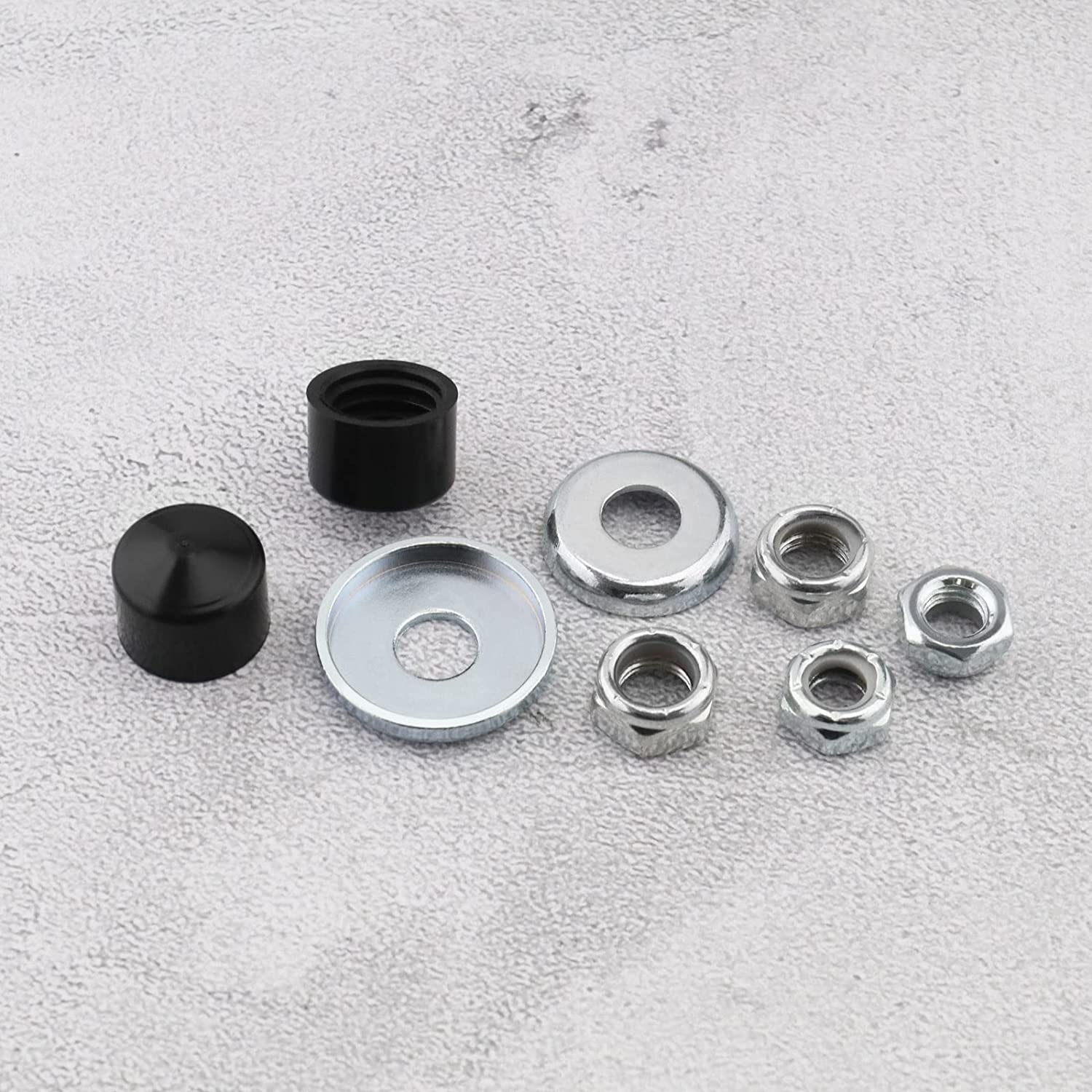 Emsea 2 Sets Universal Skateboard/Skate Truck Rebuild Kit Includes Top/Bottom Bushing Washers Pivot Cups Kingpin Nuts Axle Nuts Speed Rings image number 3