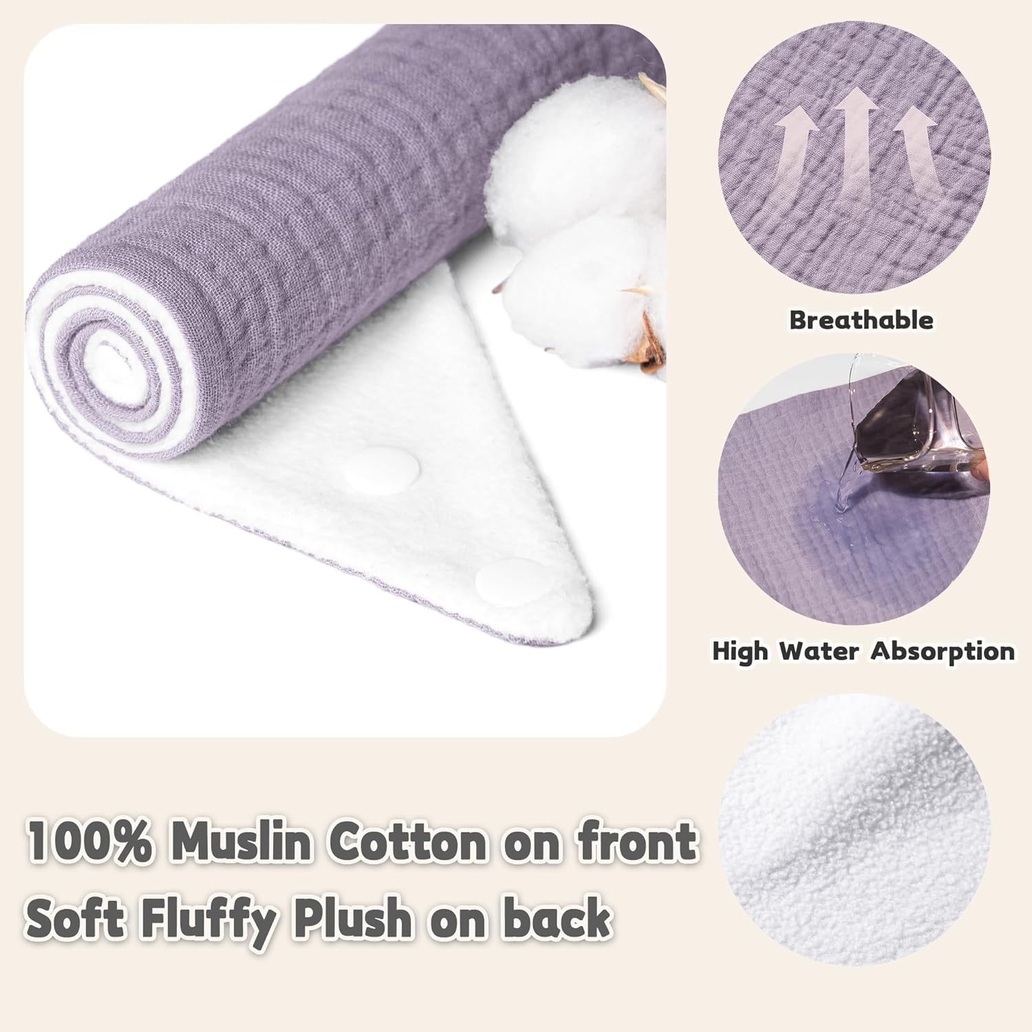 Susurration Muslin Baby Bibs 10Pack Baby Bandana Drool Bibs Soft Adjustable Newborn Bibs for Unisex Baby Girls & Boys image number 6