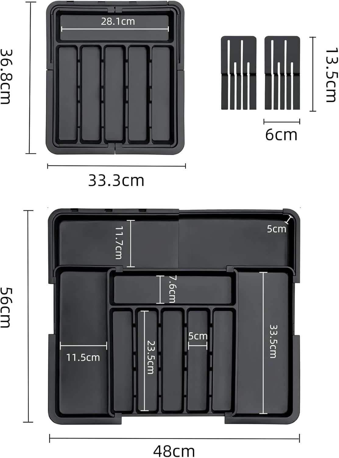 FORYUSE Expandable Cutlery Drawer Organiser Utensil Tray Removable Knife Blocks Adjustable Large Flatware Storage Holder Divider Kitchen for Spoons Forks image number 3