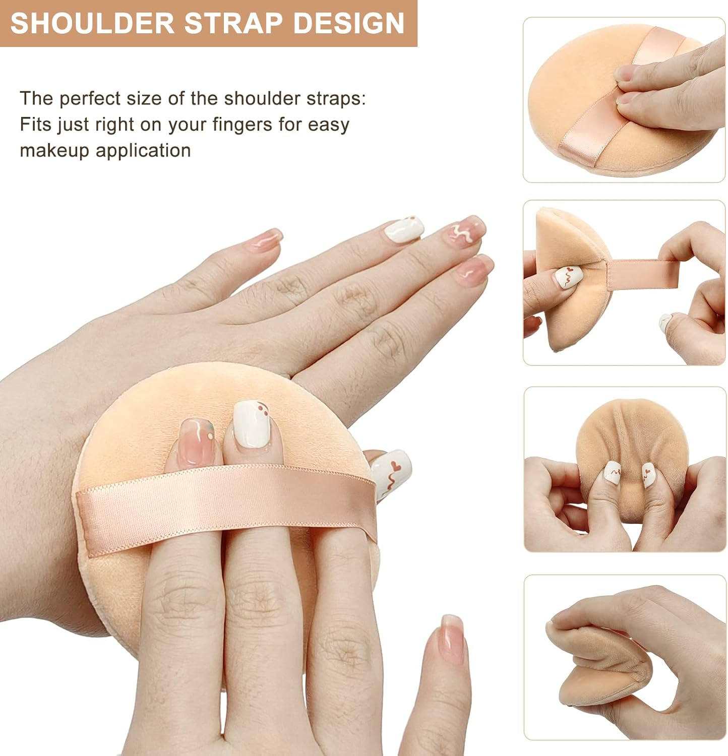 12 Pieces Cotton Powder Puff,3.15 Inch round Portable Soft Sponge Cosmetic Puffs,Velvet Powder Puff with Ribbon Band Handle for Loose Powder Body Powder Makeup Tool image number 6