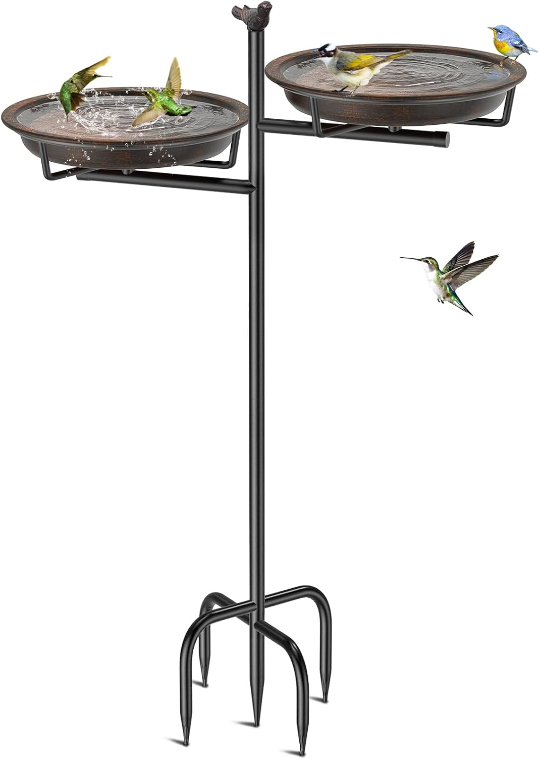 46 Inch Metal Bird Bath for Outside, Vintage Freestanding Birdbaths Feeder Bowl, Stable & Easy to Clean Birdfeeder for Outdoors Garden Yard Lawn Decor (Black)