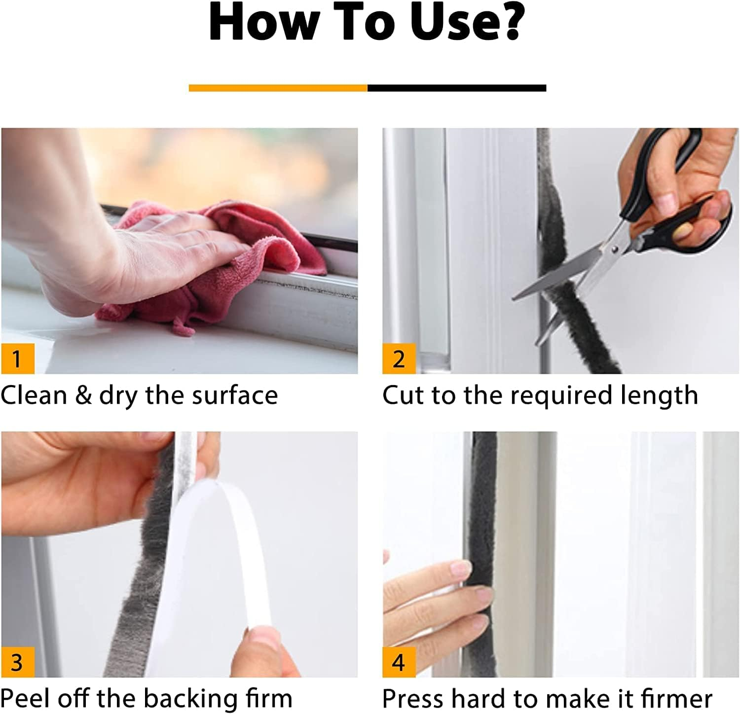 Pacify 2 Rolls 65.6 Ft Weather Stripping Door Seal Strip Self Adhesive Window Seal Strip Brush for Soundproofing Windproof Dustproof Wide 9 Mm*Thick 5 Mm image number 5