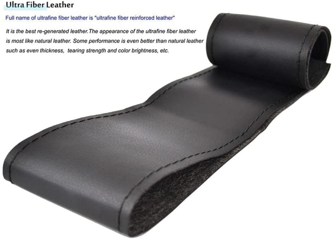 AUTOXBERT 38Cm/15 Inch Hand Sewing Steering Wheel Cover Breathable Anti-Slip Leather Steering Wheel Cover for Nissan Qashqai Toyota Camry RAV4 VW Golf