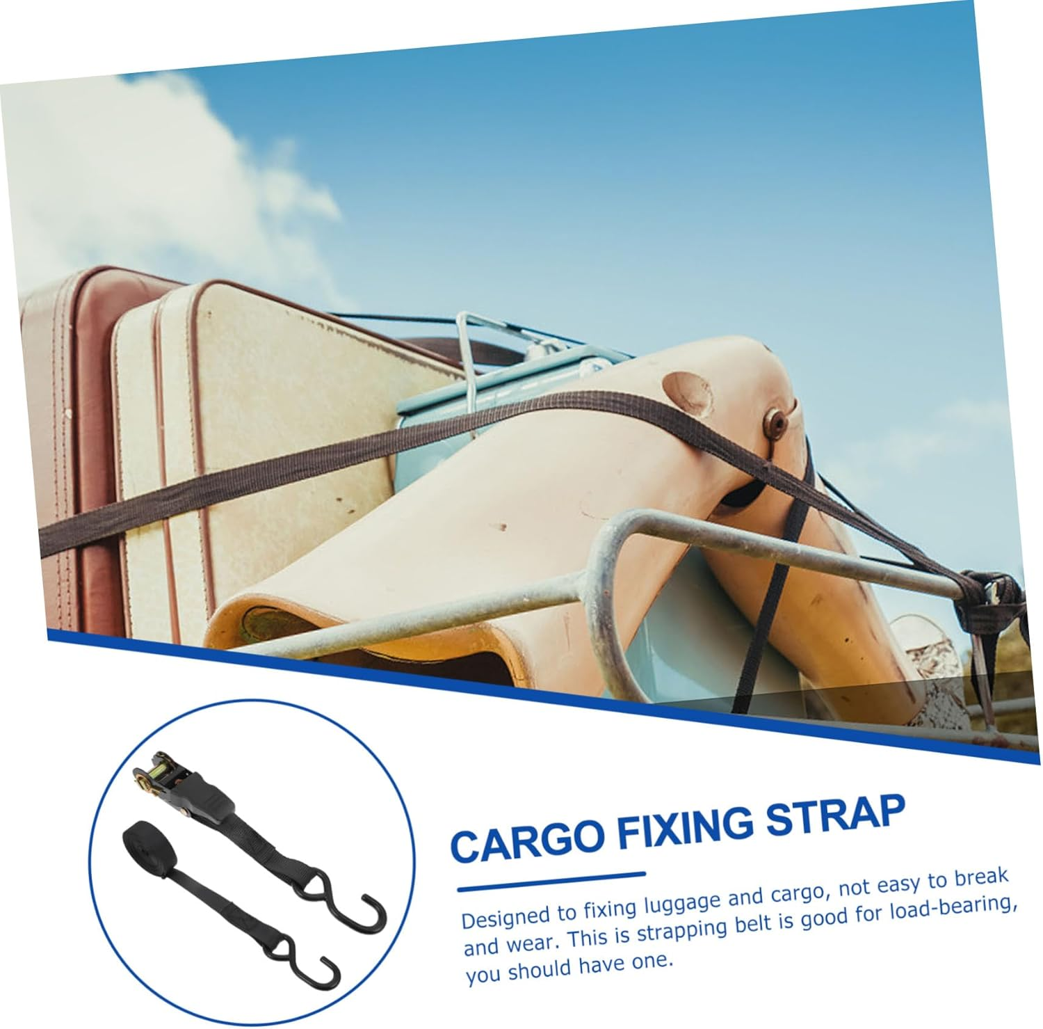 25Mm Cargo Binding Belts and Motorcycle Cargo Straps, 2 Sets Black Luggage Tie down Straps for Car and Travel Use, Heavy Duty Sturdy Securing Bands