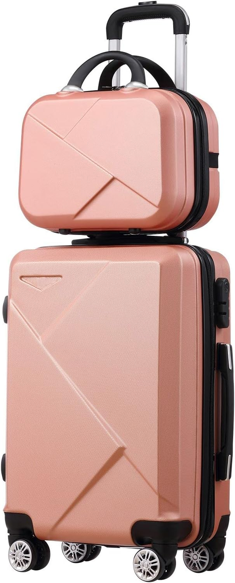 2Pcs Luggage Set Carry on Travel Suitcase with Hard Shell 20Inch Traveller Suitcases & Hand Luggage Vanity Bag Lightweight Green