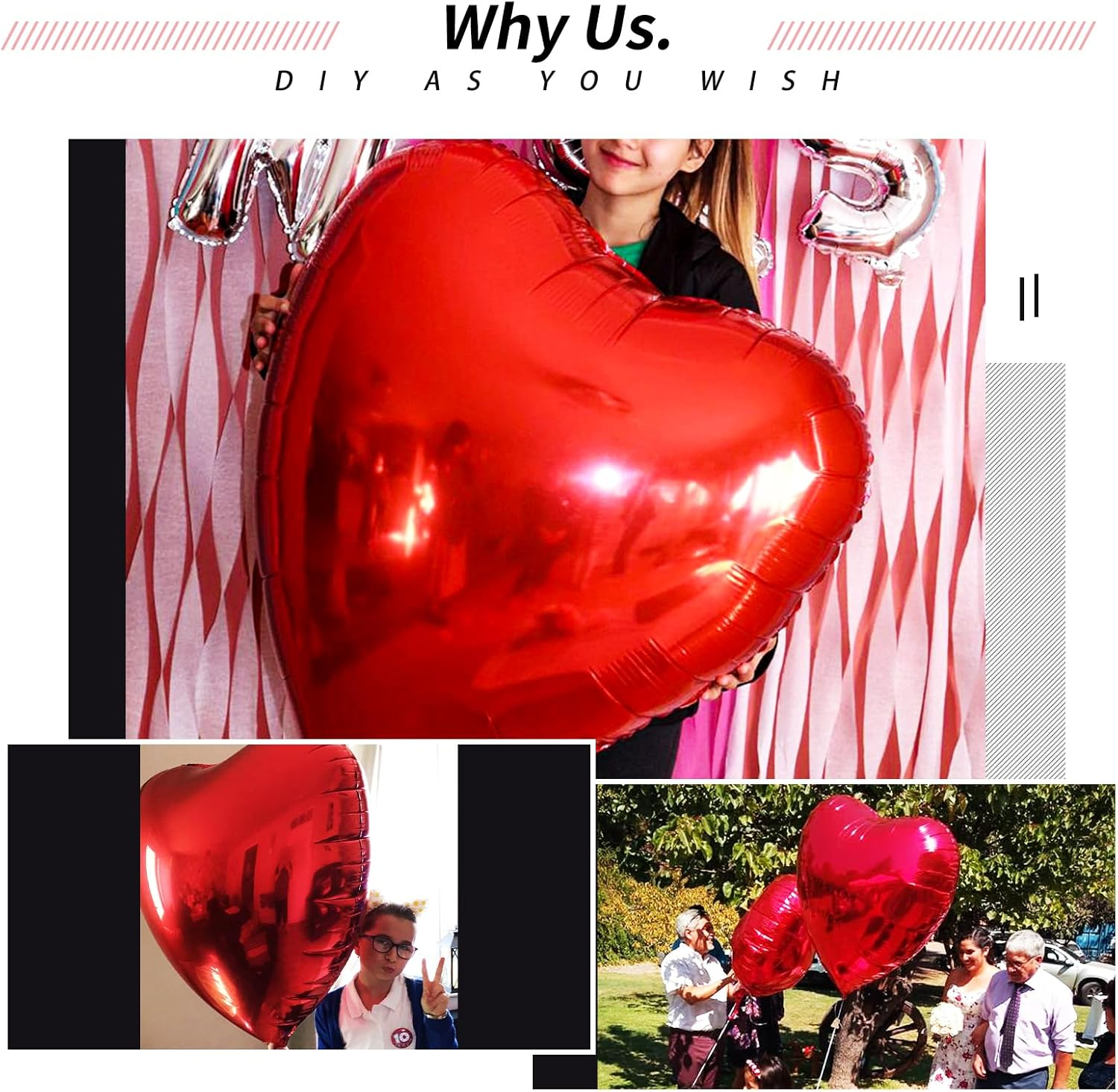 36 Inch Huge Foil Heart Balloon Red Pack of 4, Mylar Aluminium Giant Jumbo Heart Foil Decoration for Girl Valentine'S Day Surprise Birthday Red Theme Mother'S Day Wedding (36 Inch Red Heart, 8) image number 1