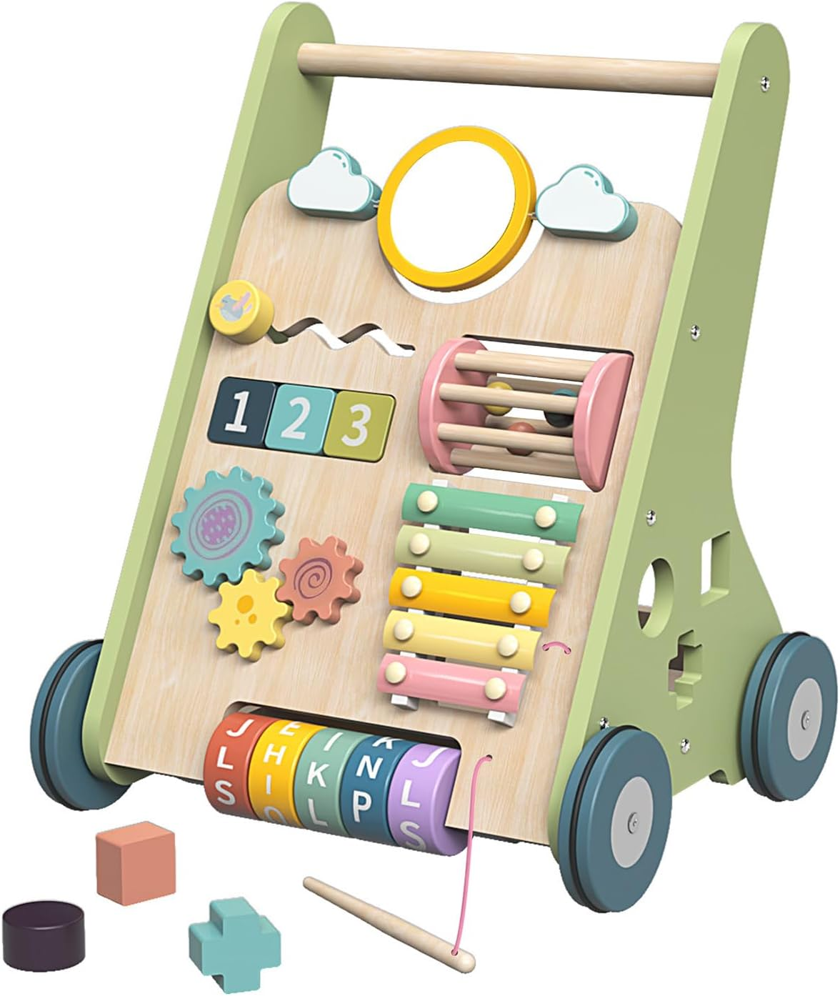 Baby Push Walker, Wooden Baby Walker with Wheels, Montessori Push Walker for Babies 6-12 Months, Push Walking Toys for Boys&Girls 1 Year Old, Gifts for Toddler image number 6