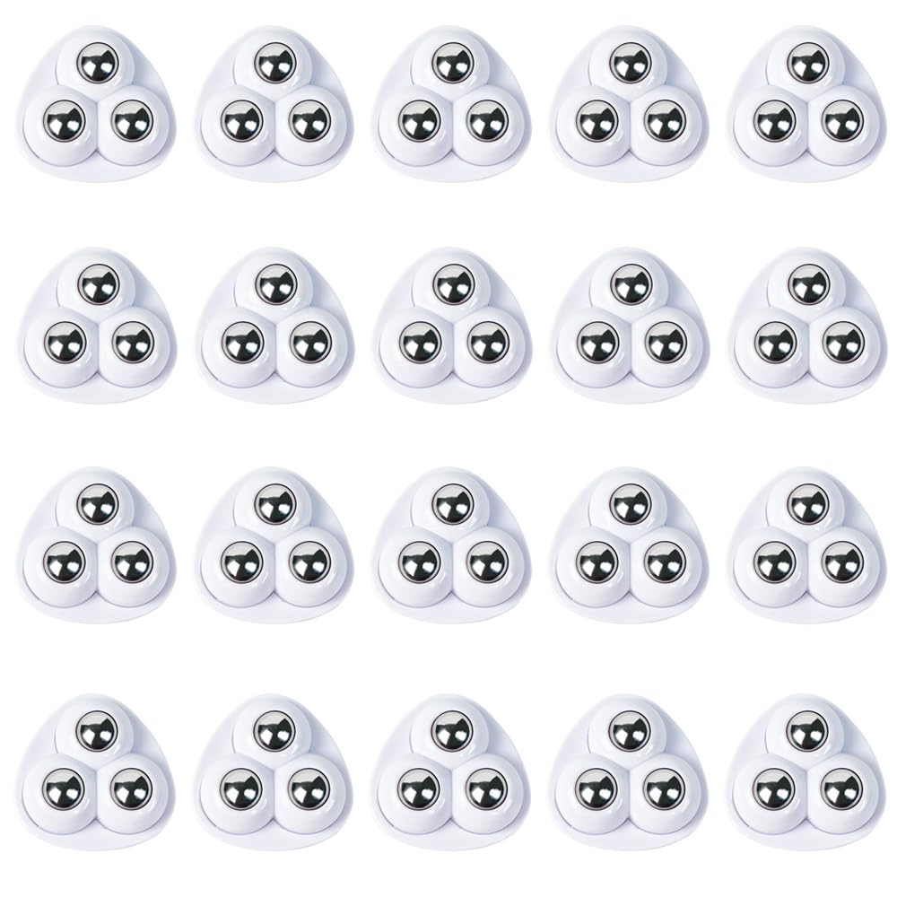 Mini Swivel Casters Wheels 20Pcs, 360 Degree Rotating Casters, Furniture Castors Self-Adhesive with 3 Steel Balls image number 4