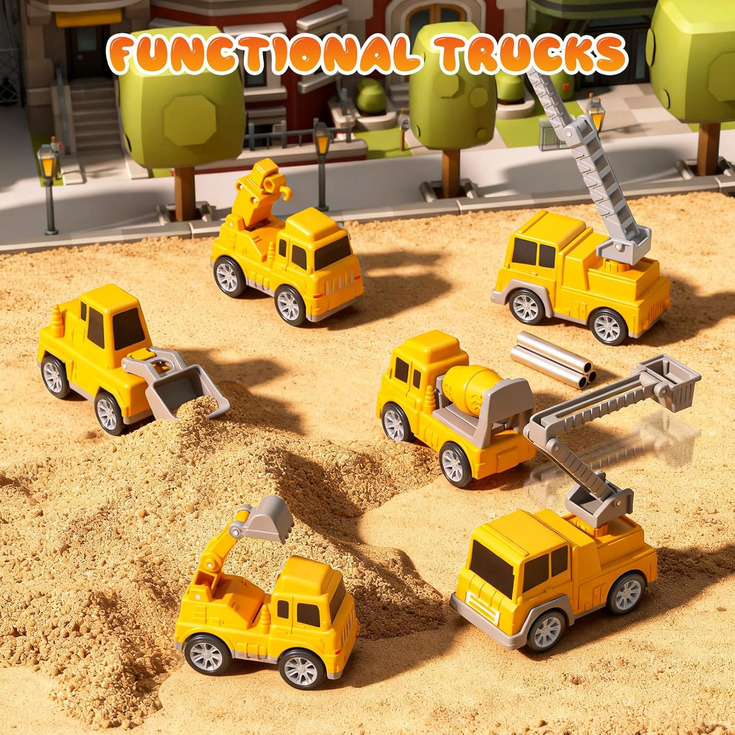 Skirtoy Construction Truck Toys Toddlers 3 4 5 6 7 Years Old,7 in 1 Truck Friction Power Toy Car with Light and Sound Transport Vehicle Carrier Truck, Car Toys Set for Boys & Girls 3-5 Years Old image number 2