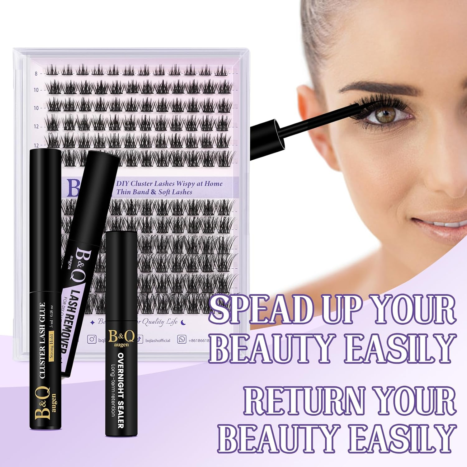 B&Q Lash Glue Bond and Seal and Remover Kit Waterproof 5ML*3PCS Eyelash Glue Lash Remover Black Strong Hold Effective 48H, Latex-Free, Beginner Friendly（3Pcs-Black） image number 4