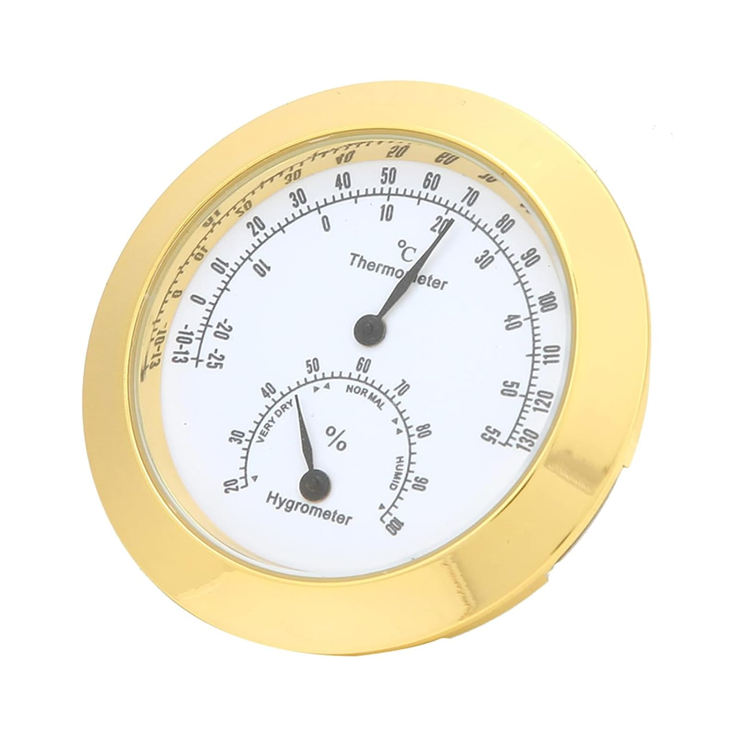 Round Thermometer Hygrometer for the Violin Guitar Box - Instrument Care - Compact Portable Alloy Measured Moisture and Temperature for Musicians (Gold) image number 5