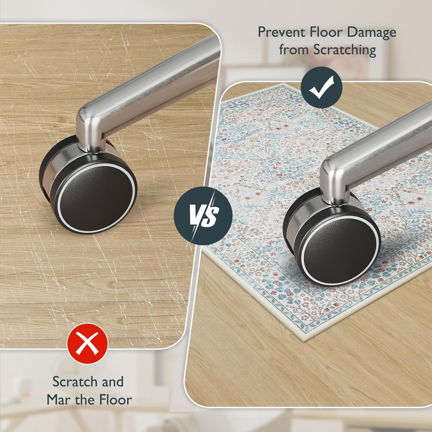 Home Office Chair Mat for Hardwood Floor, 90X120Cm Desk Floor Mat for Hard Floors, under Desk Rug for Rolling Chair, Antil-Sip Large Protector Mat for Office Chair, Easy to Roll (Beige) image number 3