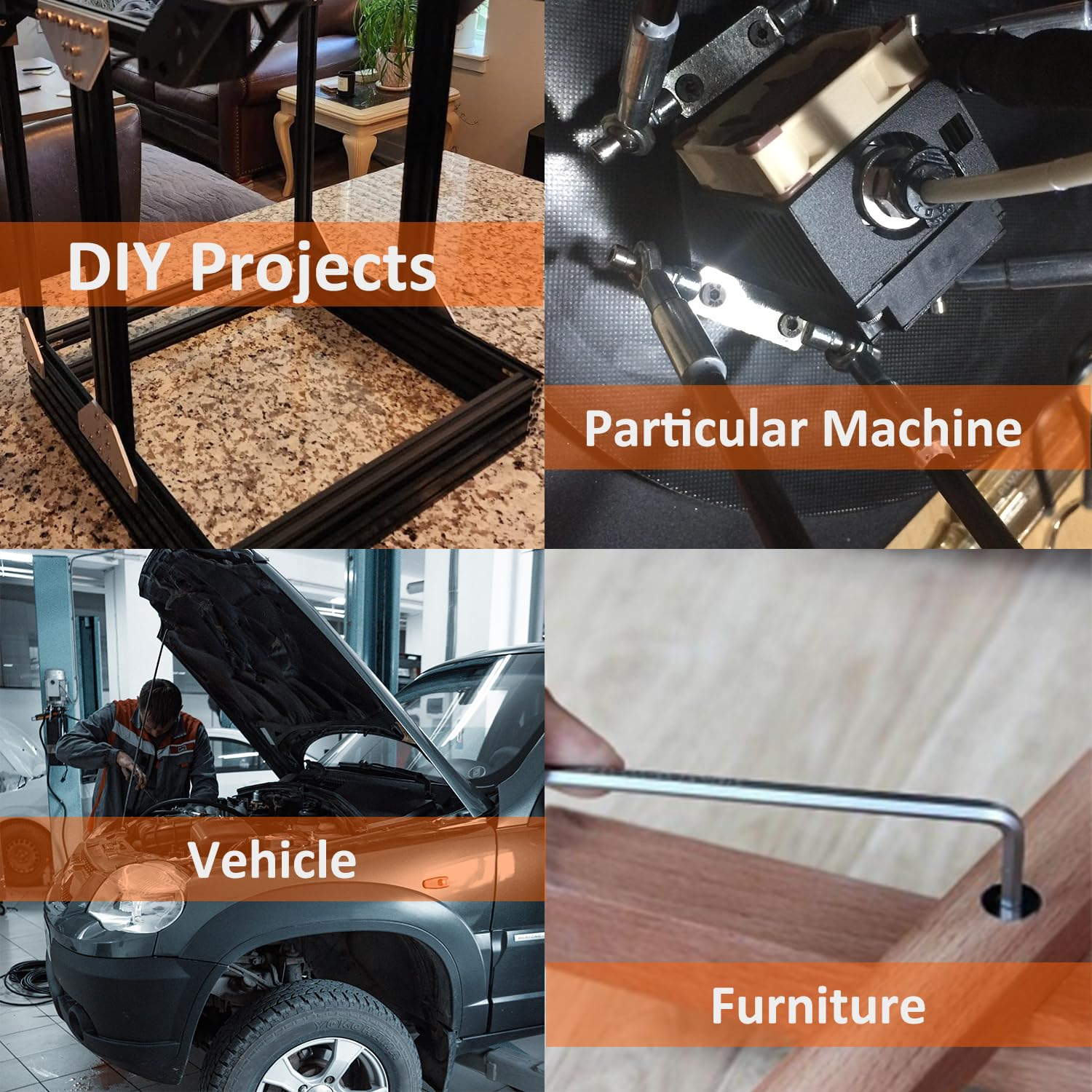 Fullfun 200PCS M3 X 4/6/8/10/12/16/20/25Mm Hex Socket Flat Head Screw Bolts Assortment Kit, Alloy Steel Metric Screws with Allen Wrench, Allen Socket Hex Drive Black Machine Screws Set image number 6