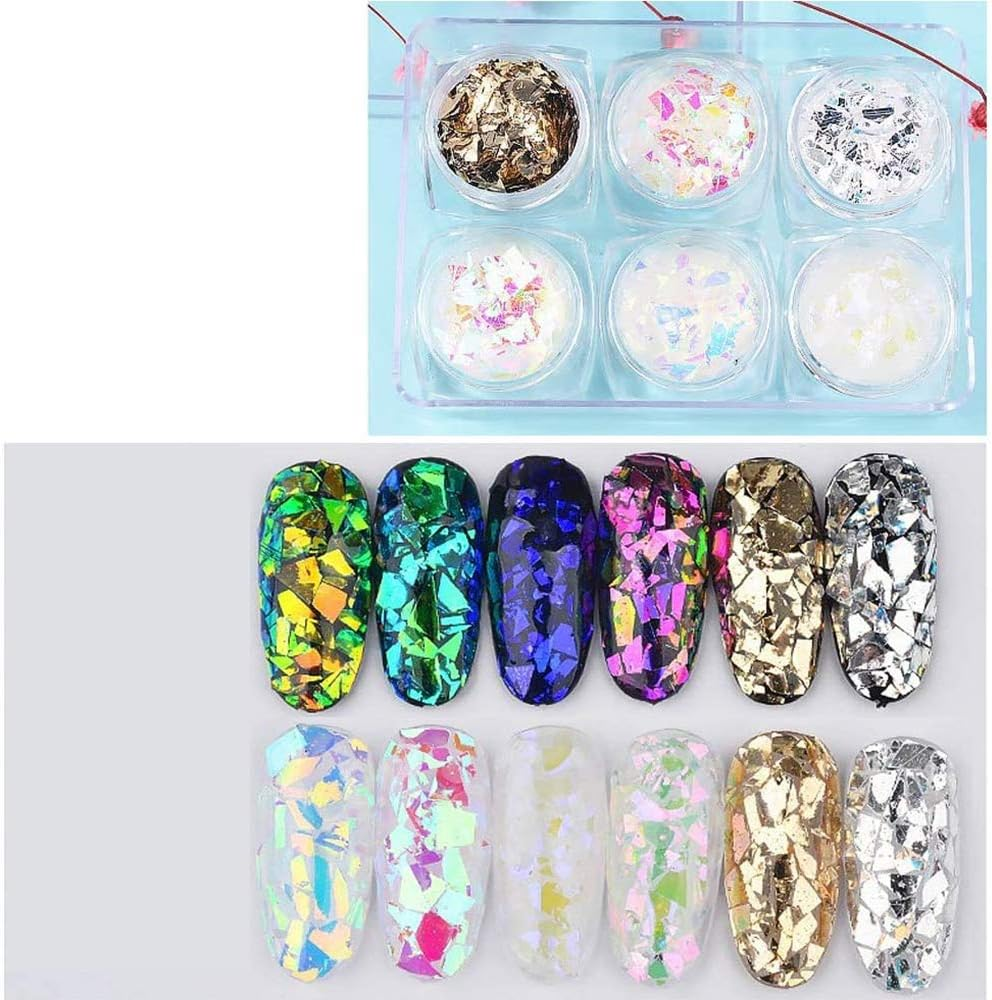 18 Boxes Nail Flakes Glitter Paillette Nail Sequines Glitter Gold Silver for Nail Art Decoration