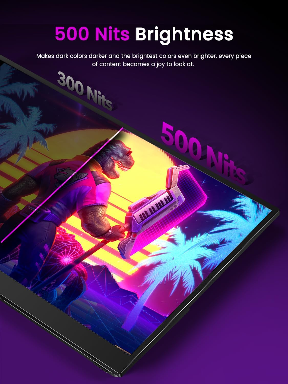 UPERFECT 17.3'' 4K Portable Monitor, 500 Nits 100% Adobergb UHD Freesync HDR IPS 2 Speakers Eye Care Travel Monitor, 2 Fully Functional Type-C Port & HDMI for Laptop PC Phone, VESA & Kickstand image number 2