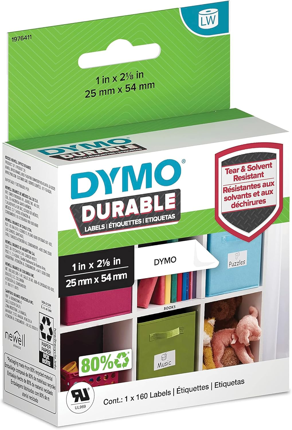 DYMO Label Writer Durable Polypropylene Label, 25 Mm X 54 Mm, White, 160 Count image number 3