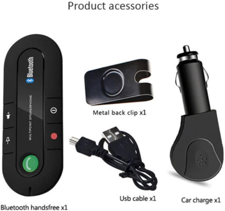 Handsfree Bluetooth Visor Speakerphone Car Kit for Smartphone Devices, Wireless Bluetooth Handsfree Speaker Phone, Built-In DSP Noise Suppression and Echo Cancellation