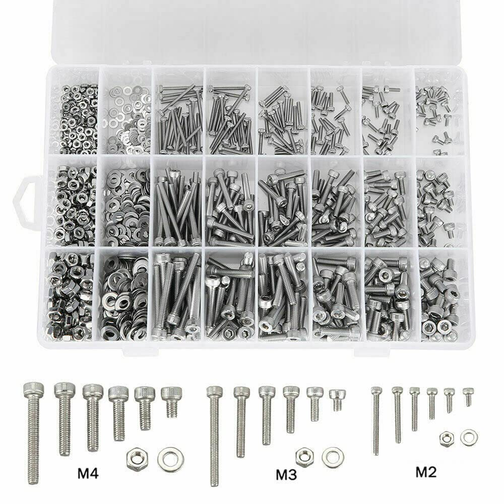 1080Pcs Stainless Steel M2/M3/M4 Bolts Nuts Screws Hex Head Assorted Kit Set image number 4