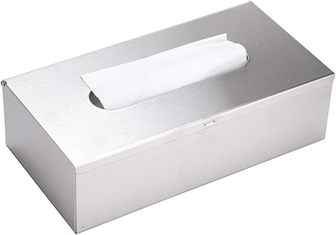 Sumnacon Rectangular Tissue Box Cover - Stylish Stainless Steel Paper Facial Cover, Modern Metal Tissue Box Holder for Bedroom/Bathroom/Vanity/Countertop/Dresser/Night Stand/Office/Car, Brushed Nickel image number 2