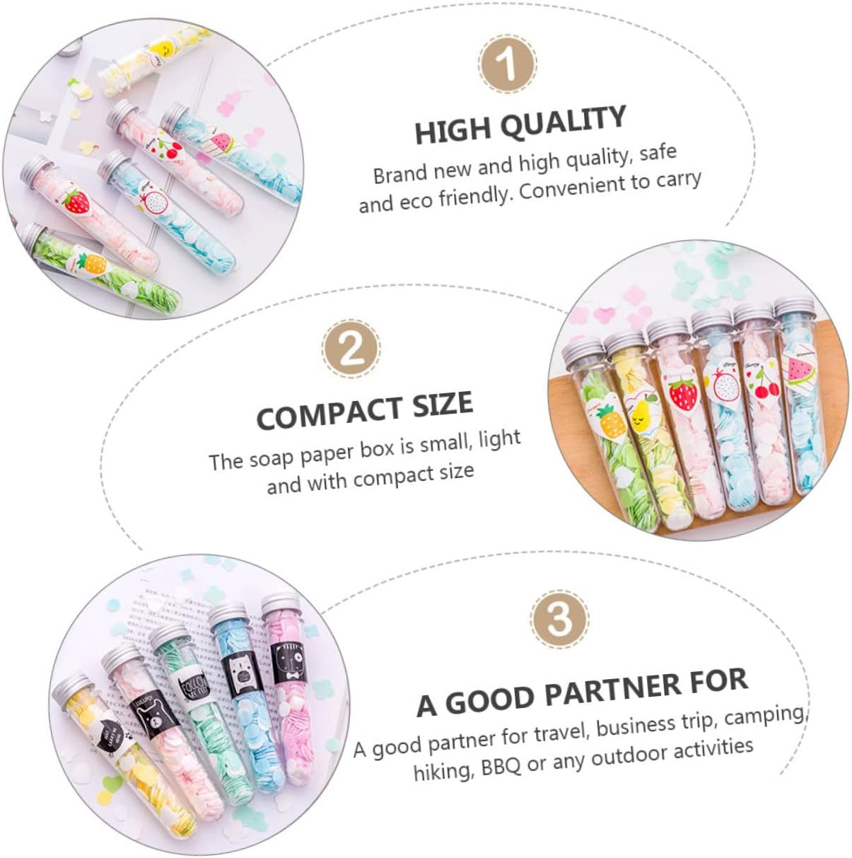 KICHOUSE 4Pcs Disposable Soap Paper Sheets Travel Soap Flakes for Outdoor Use for Camping and Travel image number 5