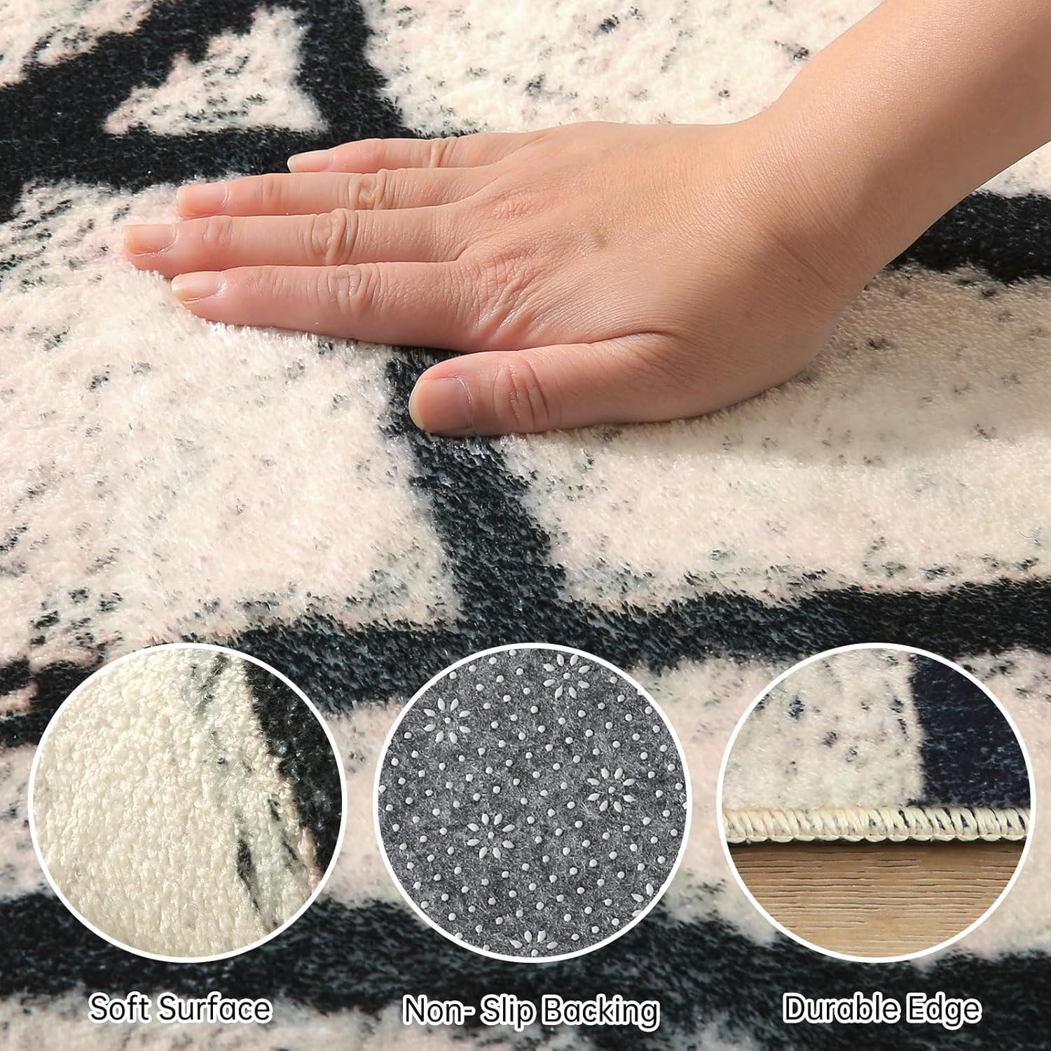 Area Rugs Soft Modern Rug Carpet Geometric Stripe Rug Non Slip Cashmere Rug for Bedroom Living Room Floor Mat(Beige, 80 * 120Cm) image number 3