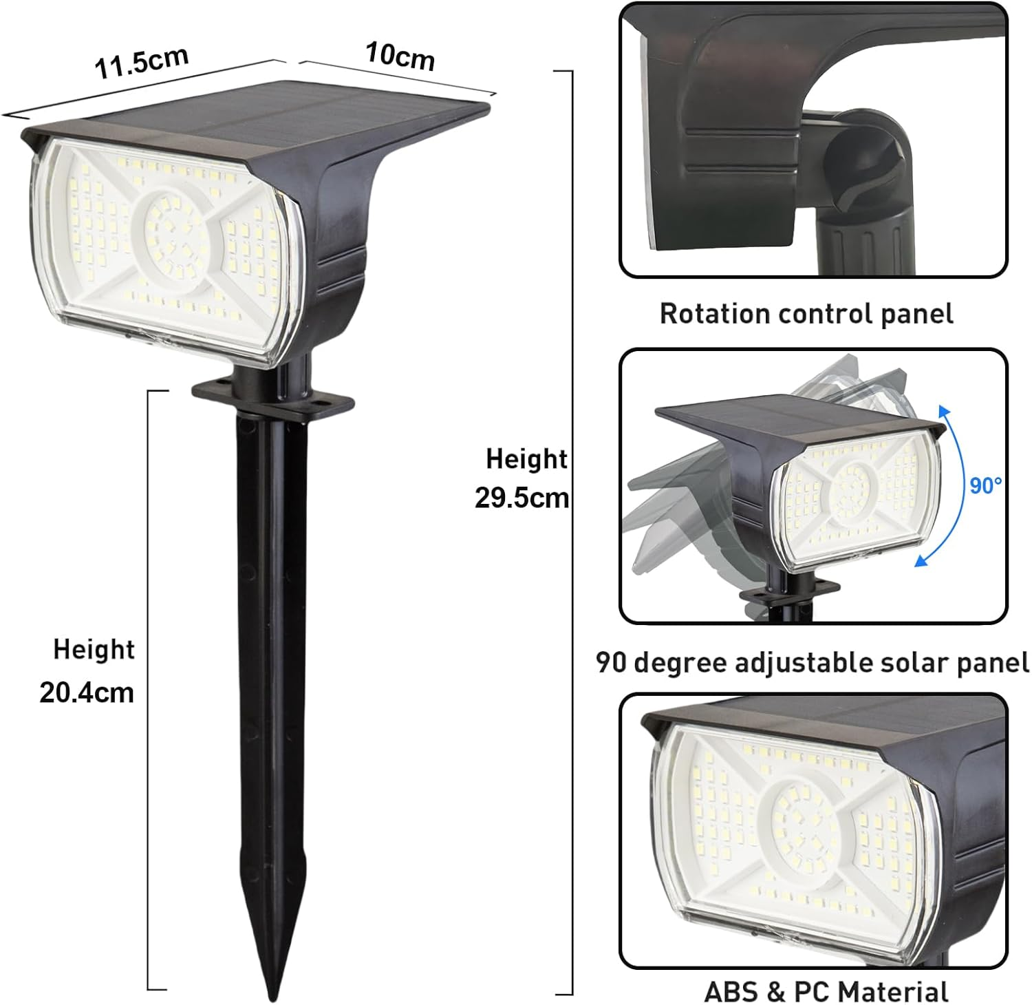 XIULIUU Solar Spot Lights Outdoor, 8 Pack Waterproof IP65 Landscape Spotlights with 3 Lighting Modes, 2-In-1 Auto On/Off Solar Powered Flood Lights for Yard Garden House Garage Pathway (Cool White) image number 3