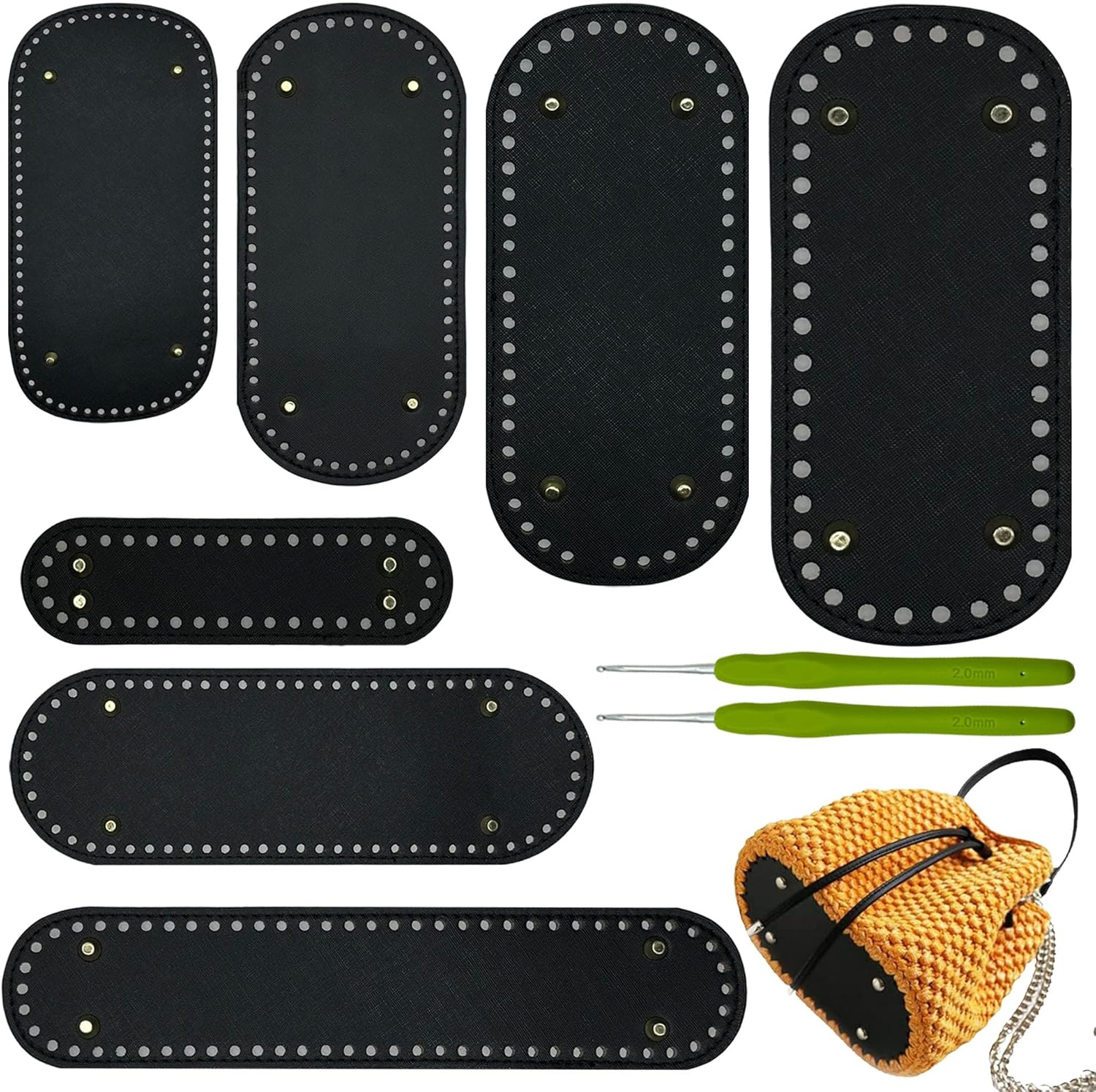 4 Color PU Leather Bag Bottom Base Crochet Bag Bottom, Rectangle Knitting Crochet Bags for Bags, DIY Shoulder Bag Accessories, Purse Making Supplies, 18 X 8Cm